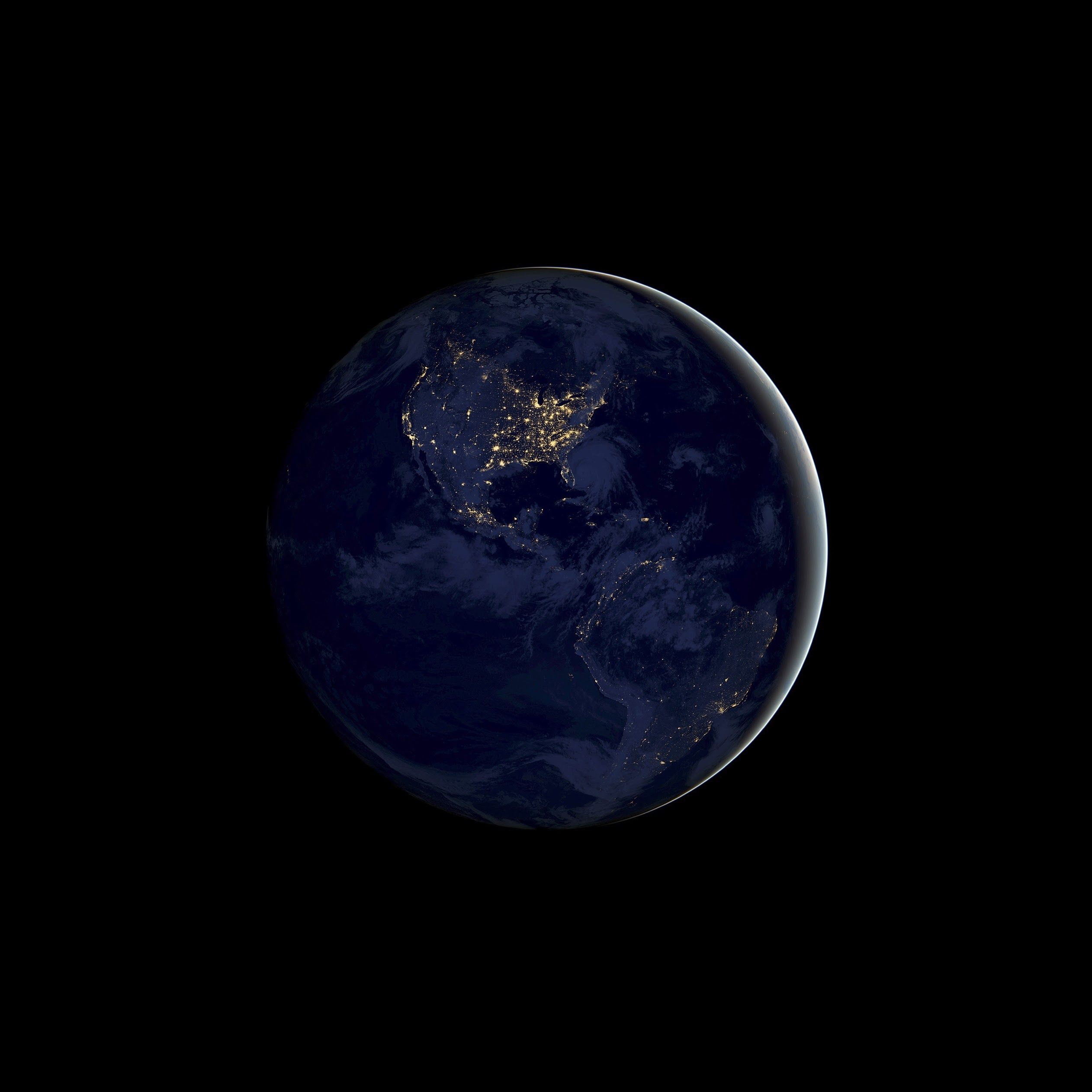 Erde bei Nacht, Stadtlichter, Schwarzer Hintergrund, Planet, Dunkel, Full HD Wallpaper
