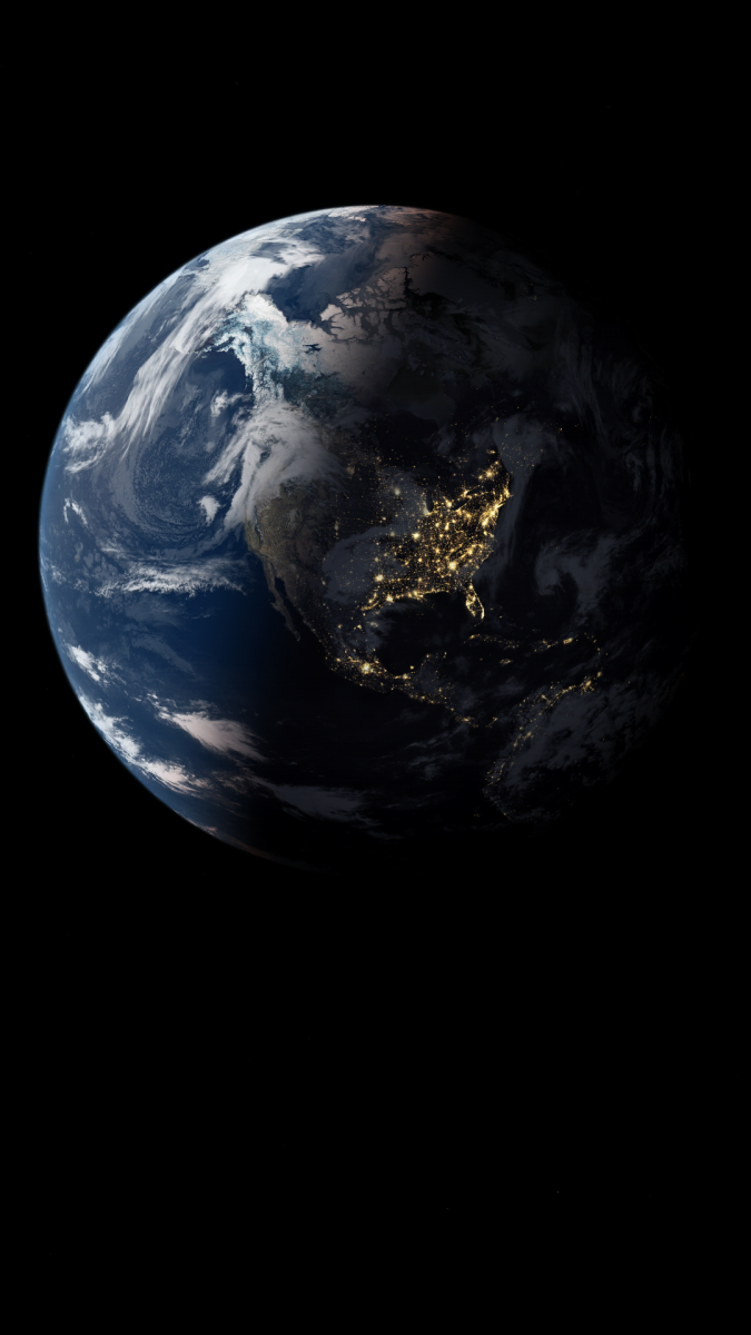Erde, Nordamerika, Nachtlichter, Weltall, Hochformat, Hintergrundbild für iPhone und Android