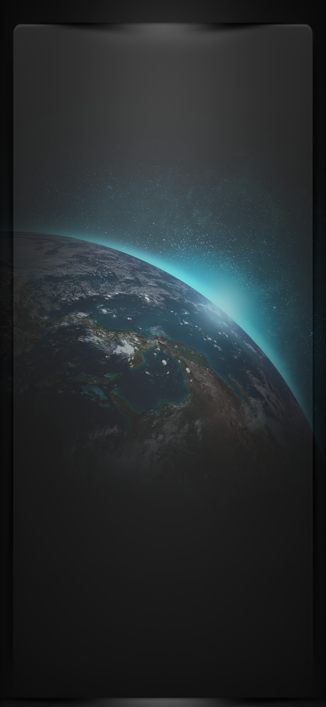 Erde, Atmosphäre, Leuchtender Horizont, Dunkelgrau, Minimalismus, 1080x2340, Handy-Hintergrund