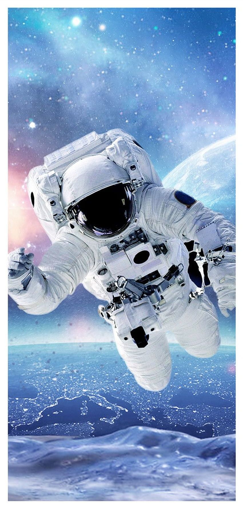 Astronaut, Raumanzug, Schwerelos, Galaxie, Blautöne, HD, Hintergrundbild fürs Handy