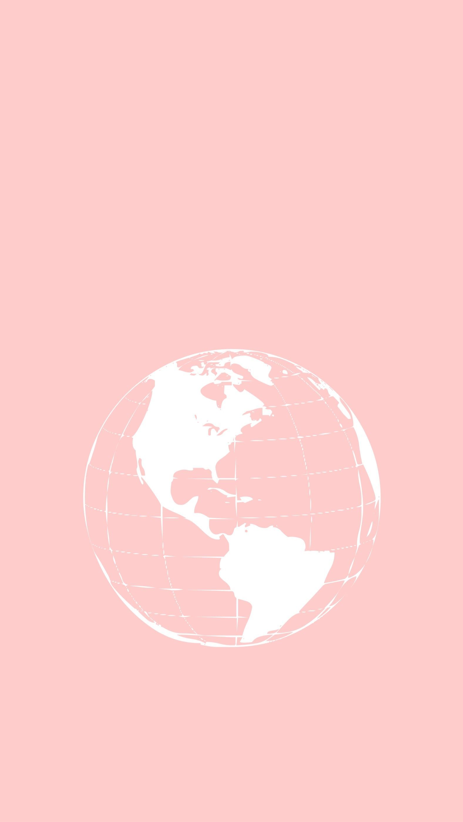 Globus, Weltkarte, Rosa Hintergrund, Weiß, Minimalismus, Sperrbildschirm fürs iPhone