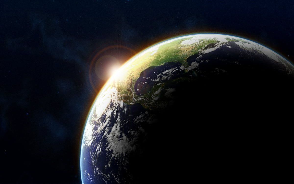 Planet Erde, Sonnenaufgang, Weltall, Erdrand, Wolken, Hintergrundbild