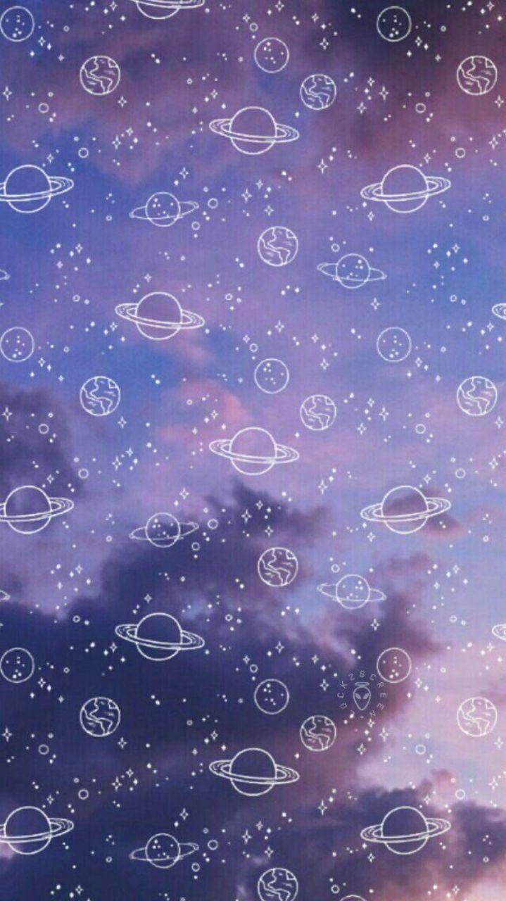 Ringplaneten, Muster, Galaxie, Lila, Wolken, Hintergrundbild für iPhone und Android