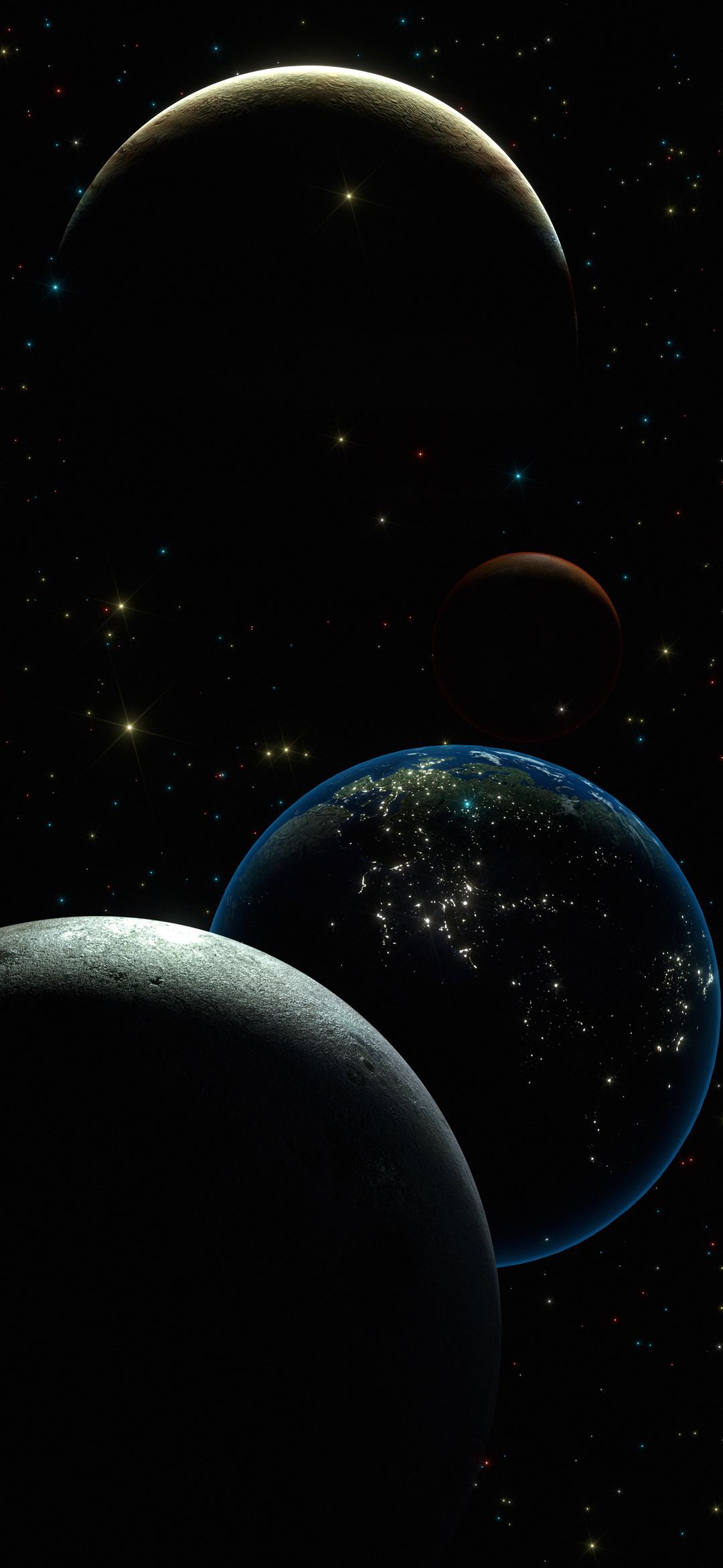 Planeten, Erde, Weltraum, Sichelform, Schwarz, Full HD, Sperrbildschirm fürs iPhone