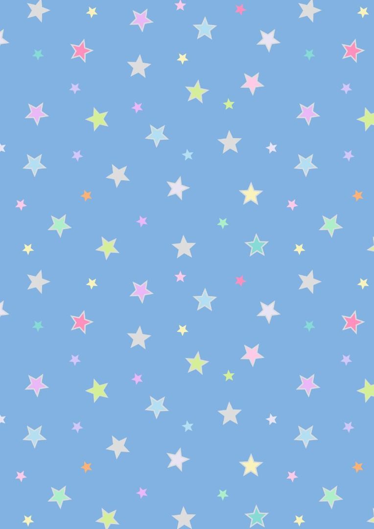 Bunte Sterne, Muster, Blauer Hintergrund, Pastell, Niedlich, HD Wallpaper
