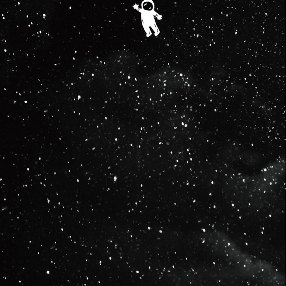 Astronaut, Sternenhimmel, Weltall, Schwarz, Schwerelosigkeit, Hintergrundbild fürs iPad