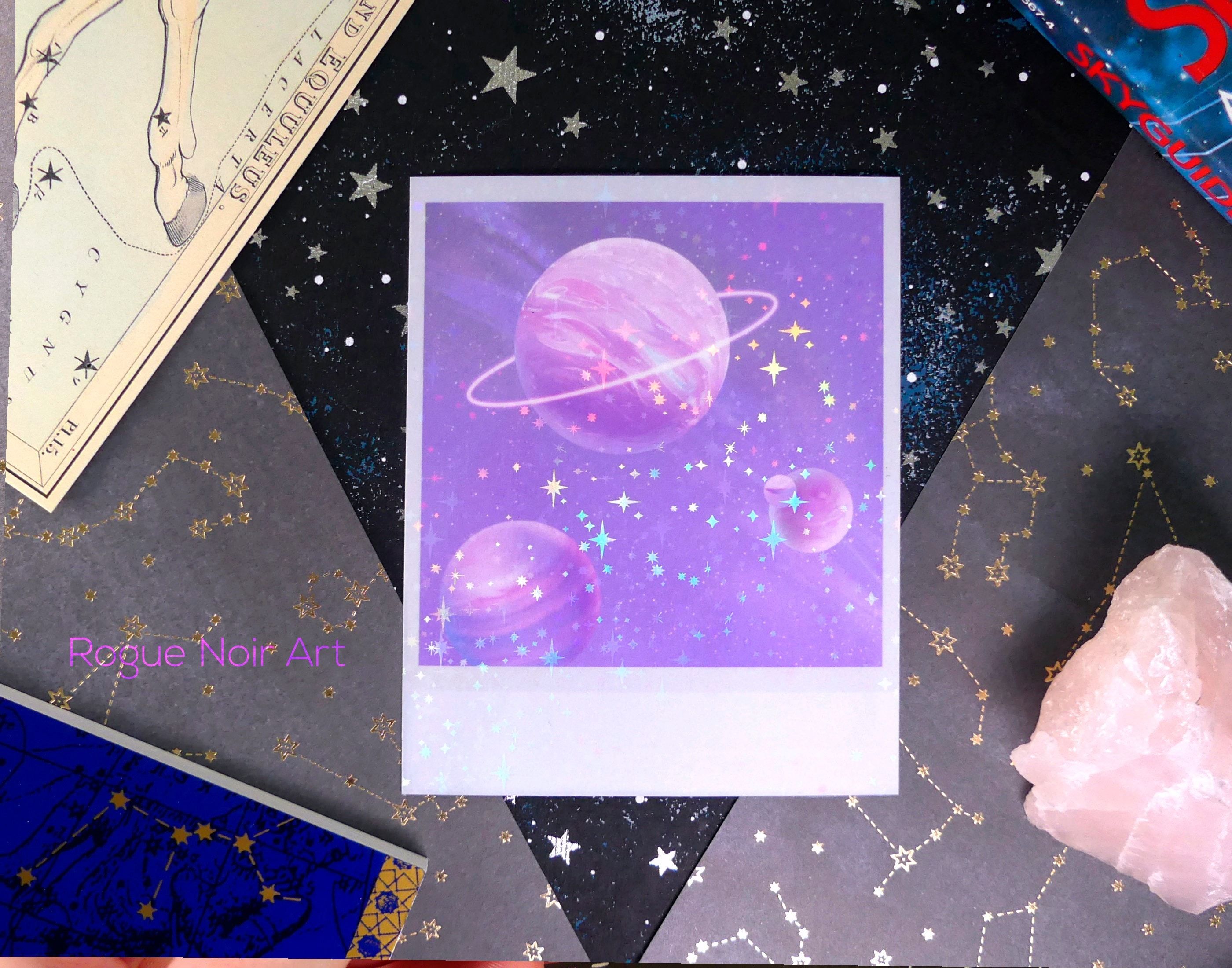 Planeten, Polaroid, Rosenquarz, Sternbilder, Ästhetik, 2K, Hintergrund für den Desktop