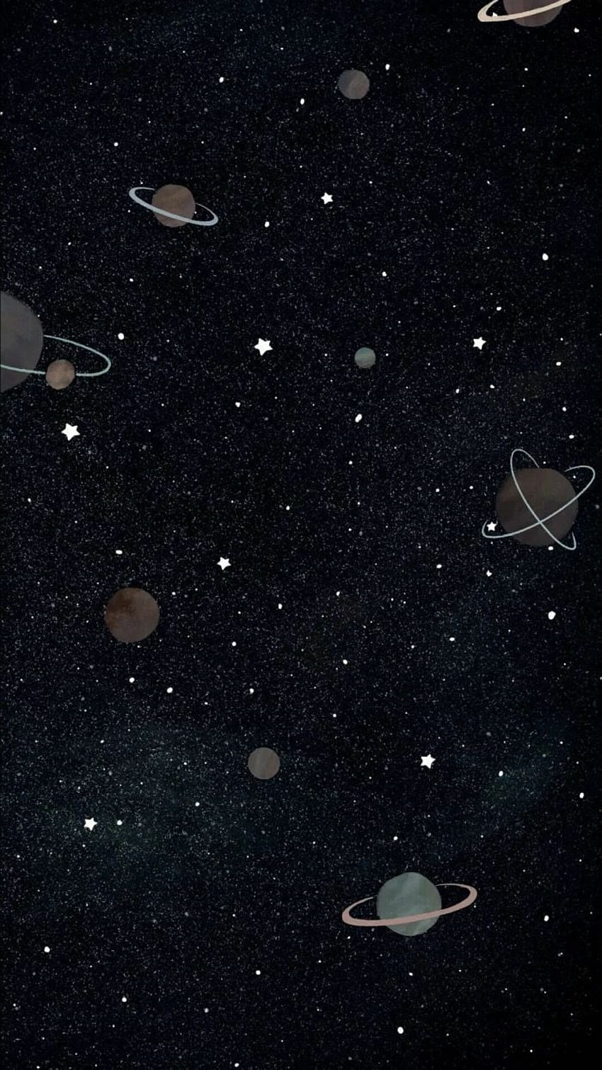 Sternenhimmel, Kleine Ringplaneten, Dunkel, Weltraum, HD, Hintergrundbild fürs Handy