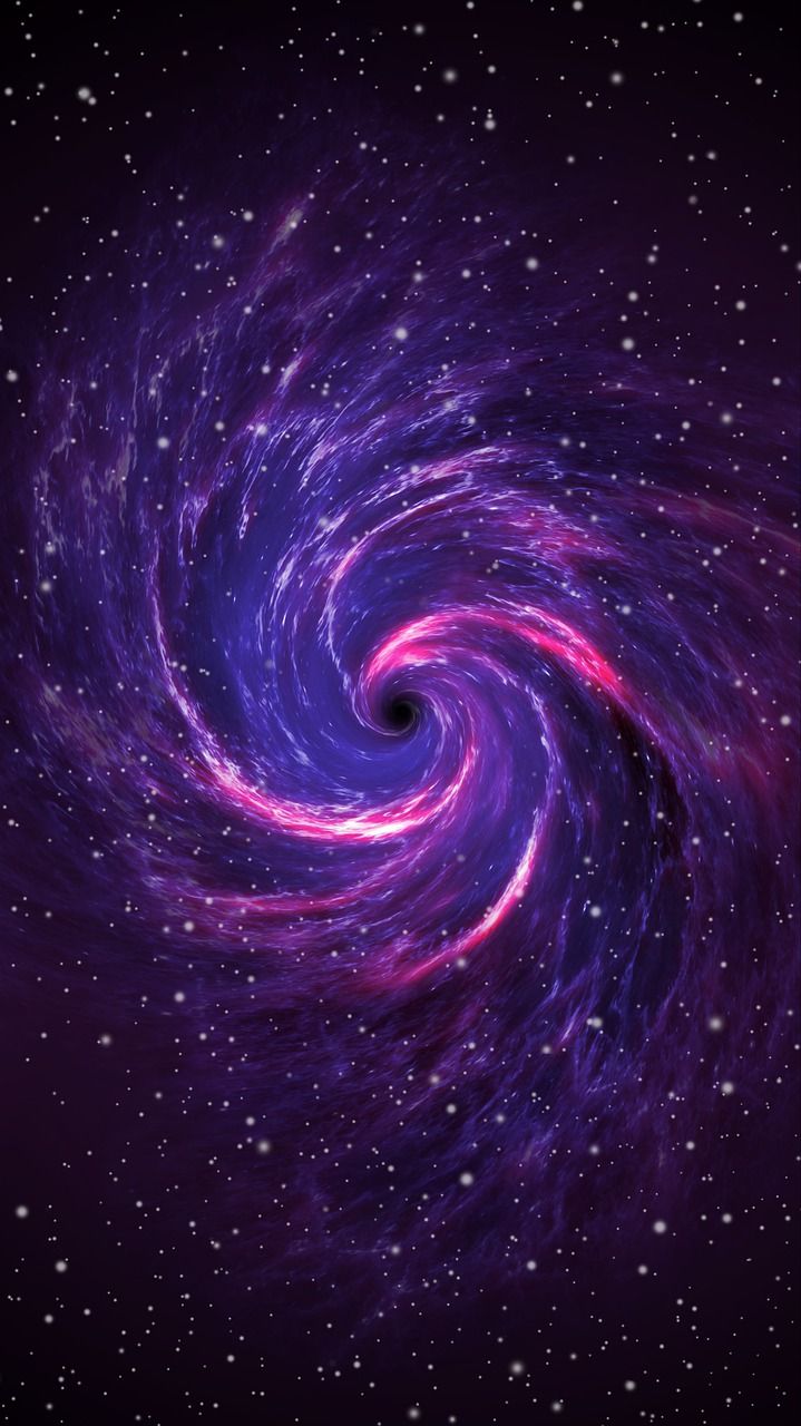 Spiralgalaxie, Wirbel, Violett, Sterne, Hochformat, Hintergrundbild fürs Smartphone