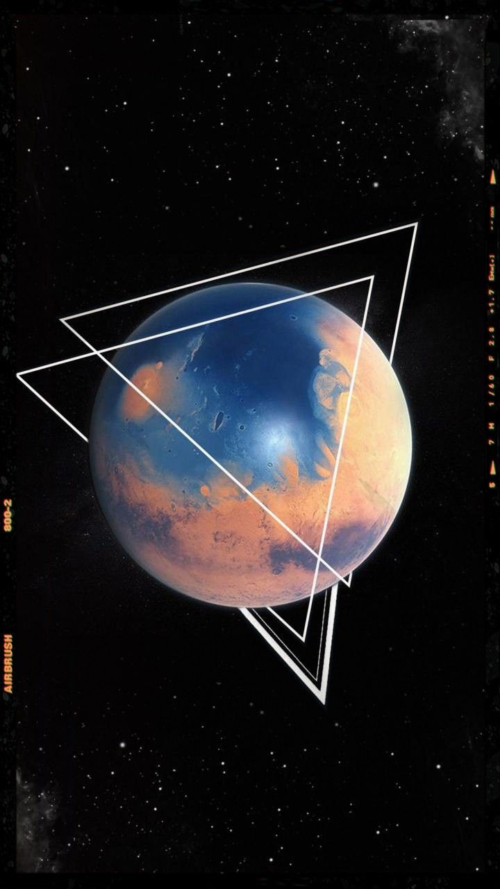 Mars, Dreieck, Geometrie, Schwarzer Hintergrund, HD, Sperrbildschirm fürs iPhone