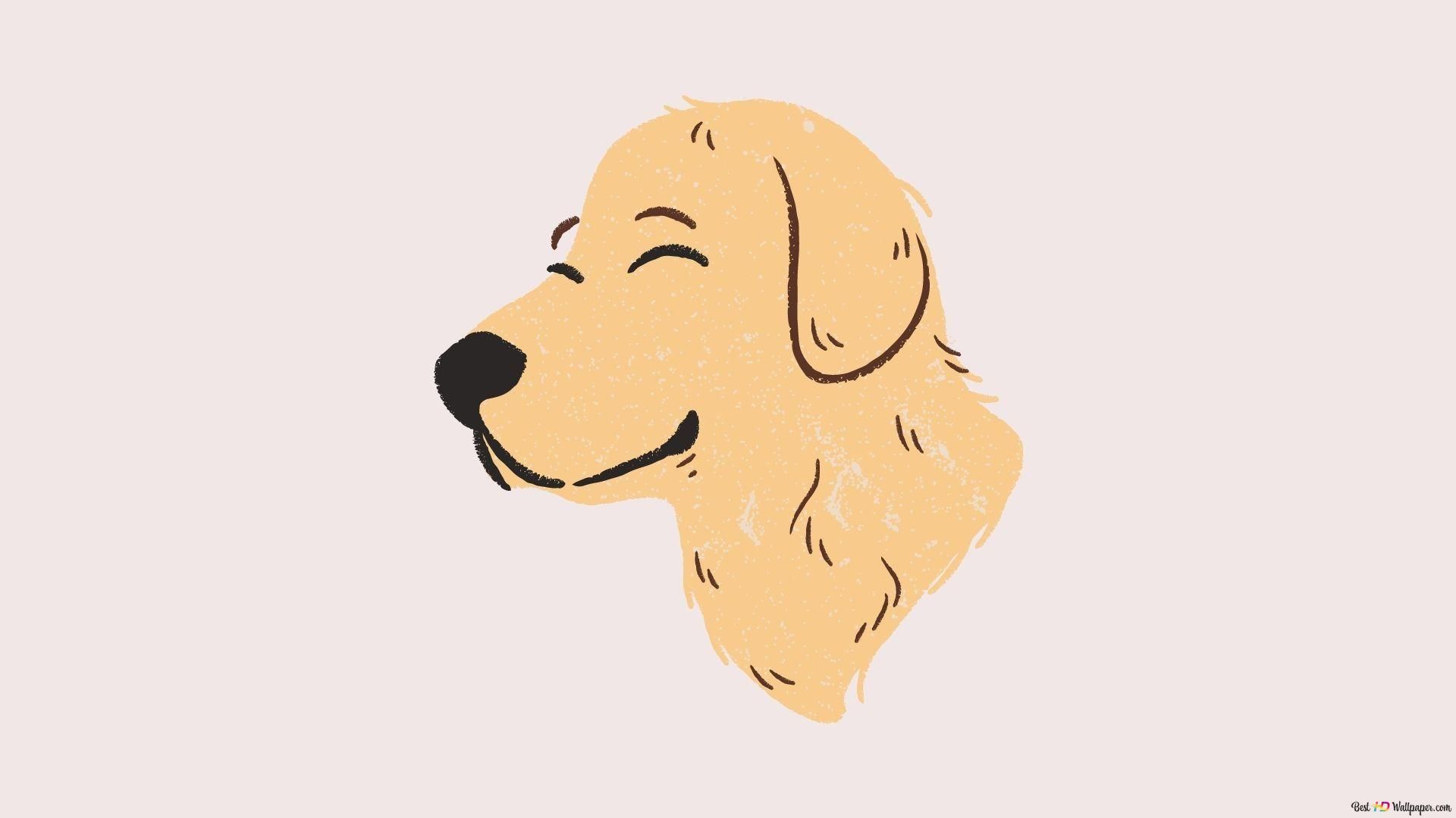 Golden Retriever, Profil, Illustration, Minimalismus, Beige, 1920x1080, Desktop-Hintergrund