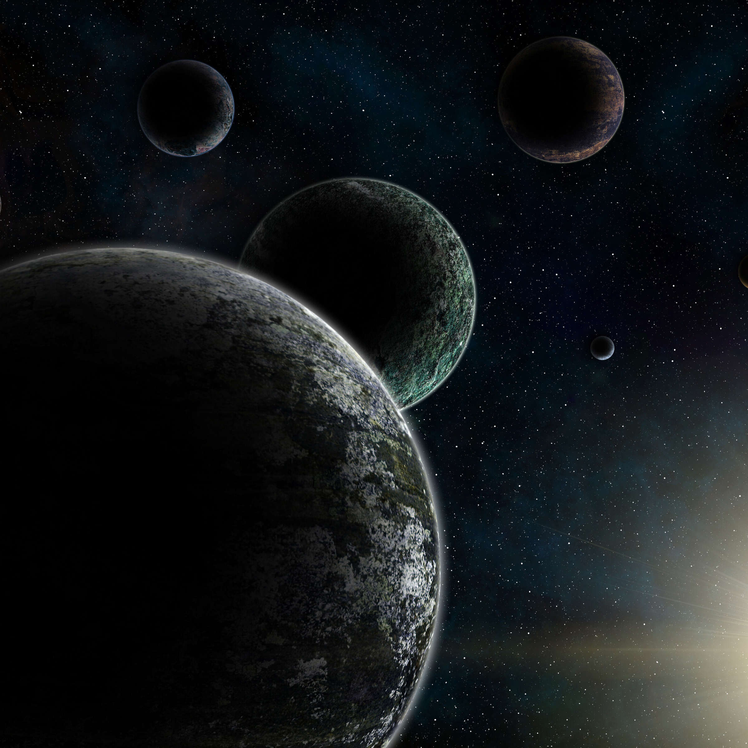 Planeten, Weltraum, Sonnenlicht, Dunkel, Full HD, iPad-Hintergrundbild