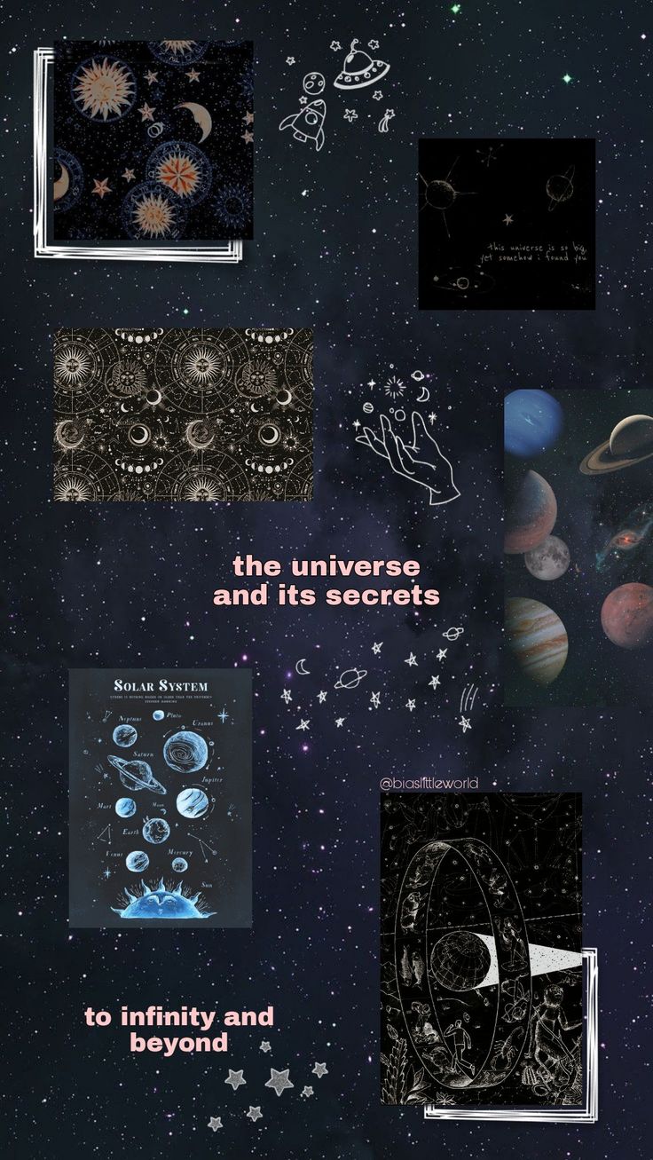 Collage, Planeten, Mondphasen, Zitat, Dunkelblau, Weltall, HD, Handy-Hintergrundbild