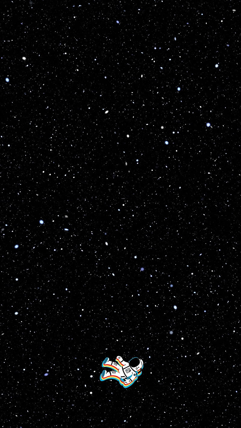 Astronaut, Sternenhimmel, Schwarzer Hintergrund, Minimalismus, Weltall, Sperrbildschirm fürs iPhone