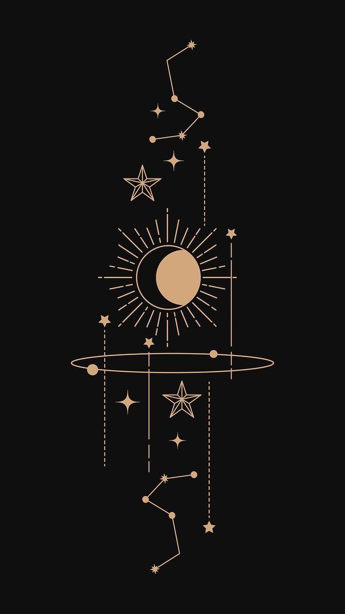 Sonne, Sternbild, Goldene Linien, Minimalismus, Schwarzer Hintergrund, Sperrbildschirm fürs iPhone