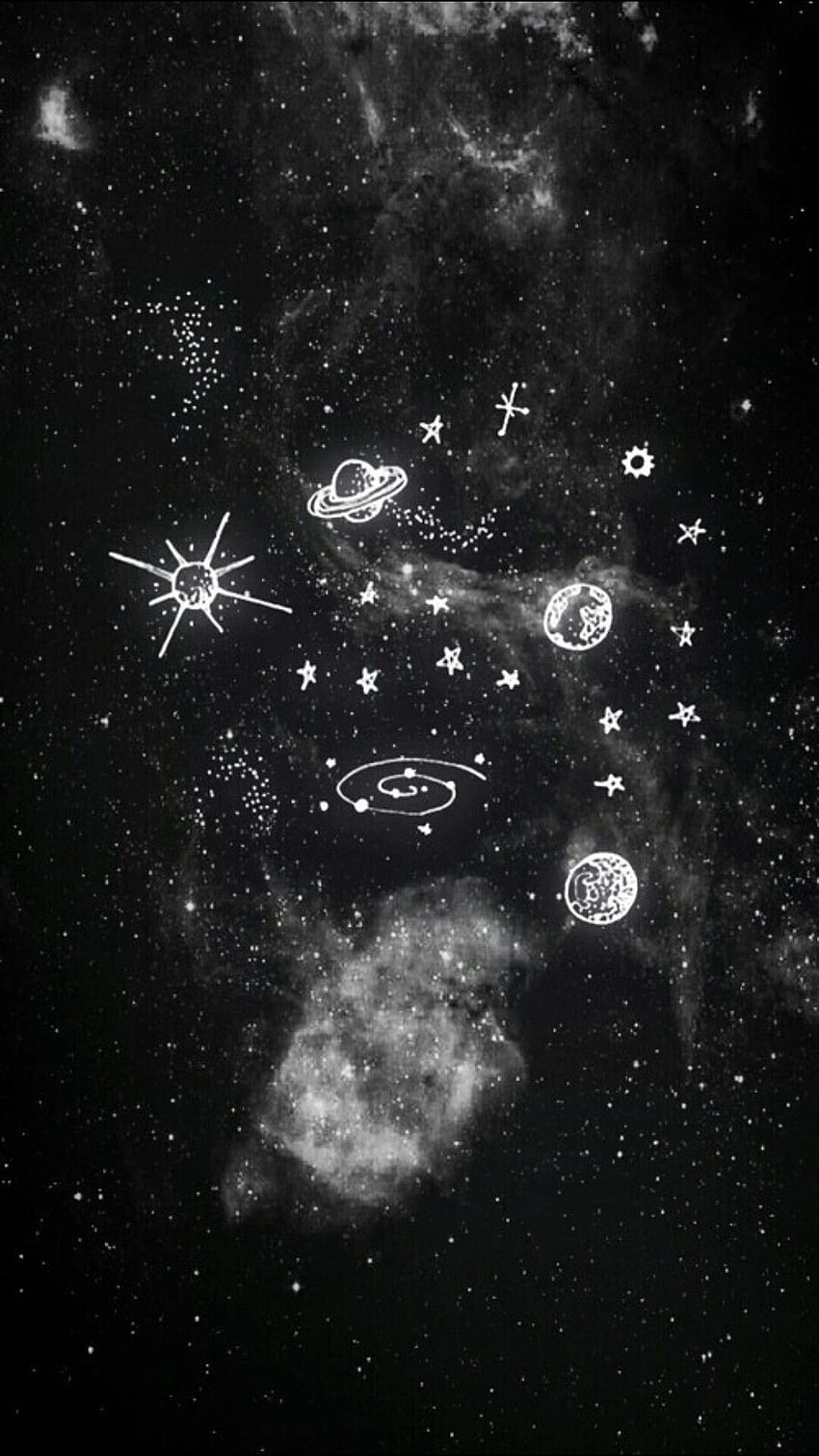 Sternbilder, Galaxie, Nebel, Schwarz-Weiß, Kosmos, HD, Handy-Hintergrund im Hochformat