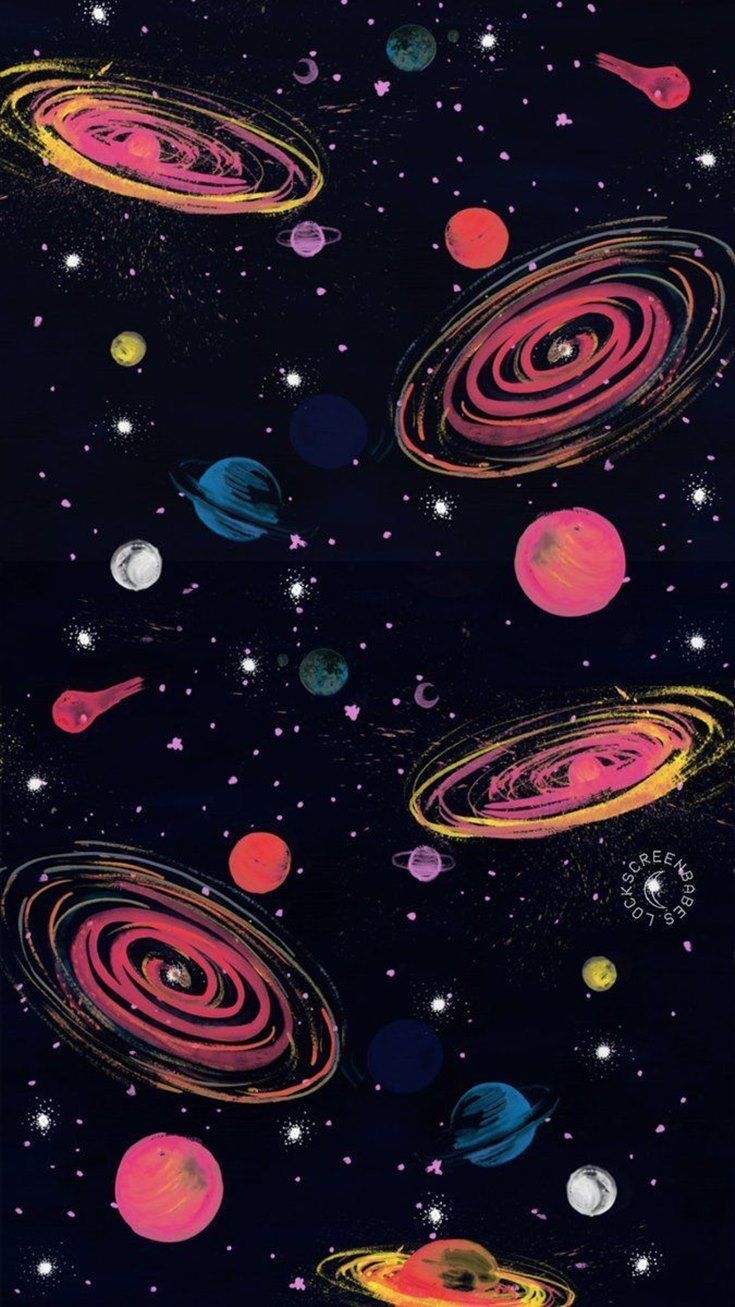 Galaxien, Planeten, Muster, Sterne, Rosa und Blau, HD, Hintergrundbild fürs Handy