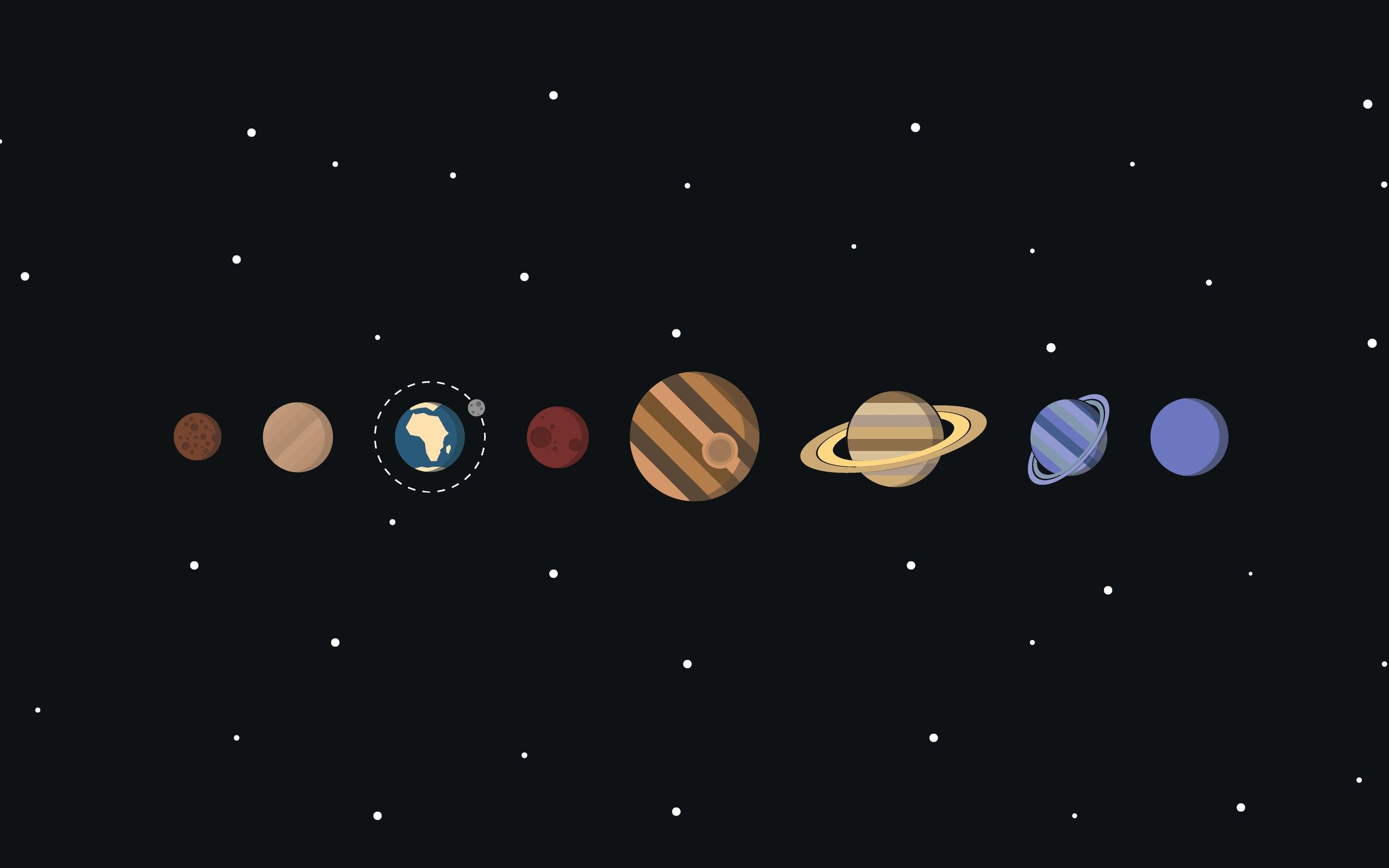 Sonnensystem, Planeten, Saturn, Jupiter, Erde, Sternenhimmel, 2K, Windows-Hintergrundbild
