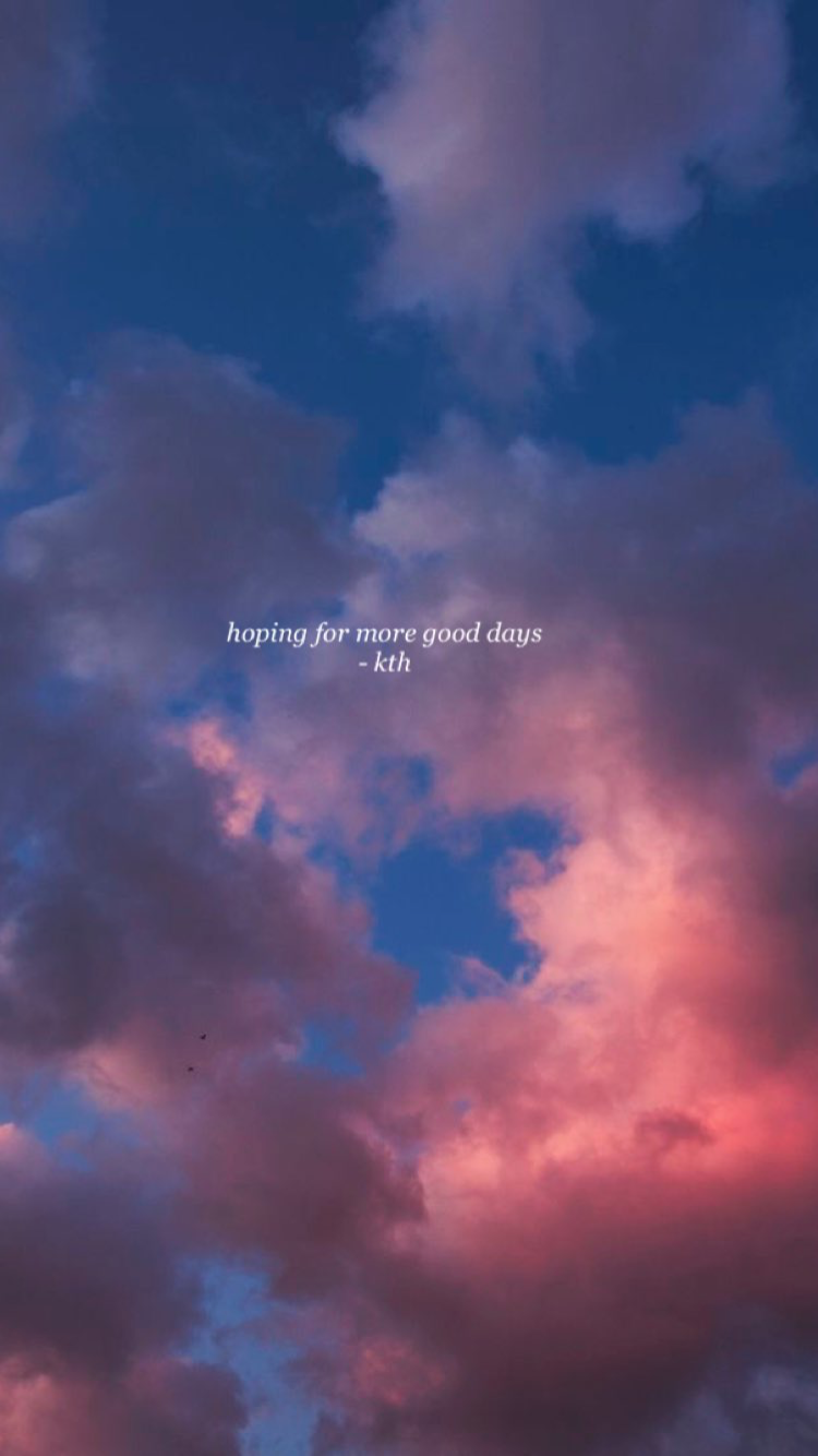 Zitat, Wolken, Rosa und Blau, Himmel, Dämmerung, Hochformat, Hintergrundbild fürs Smartphone