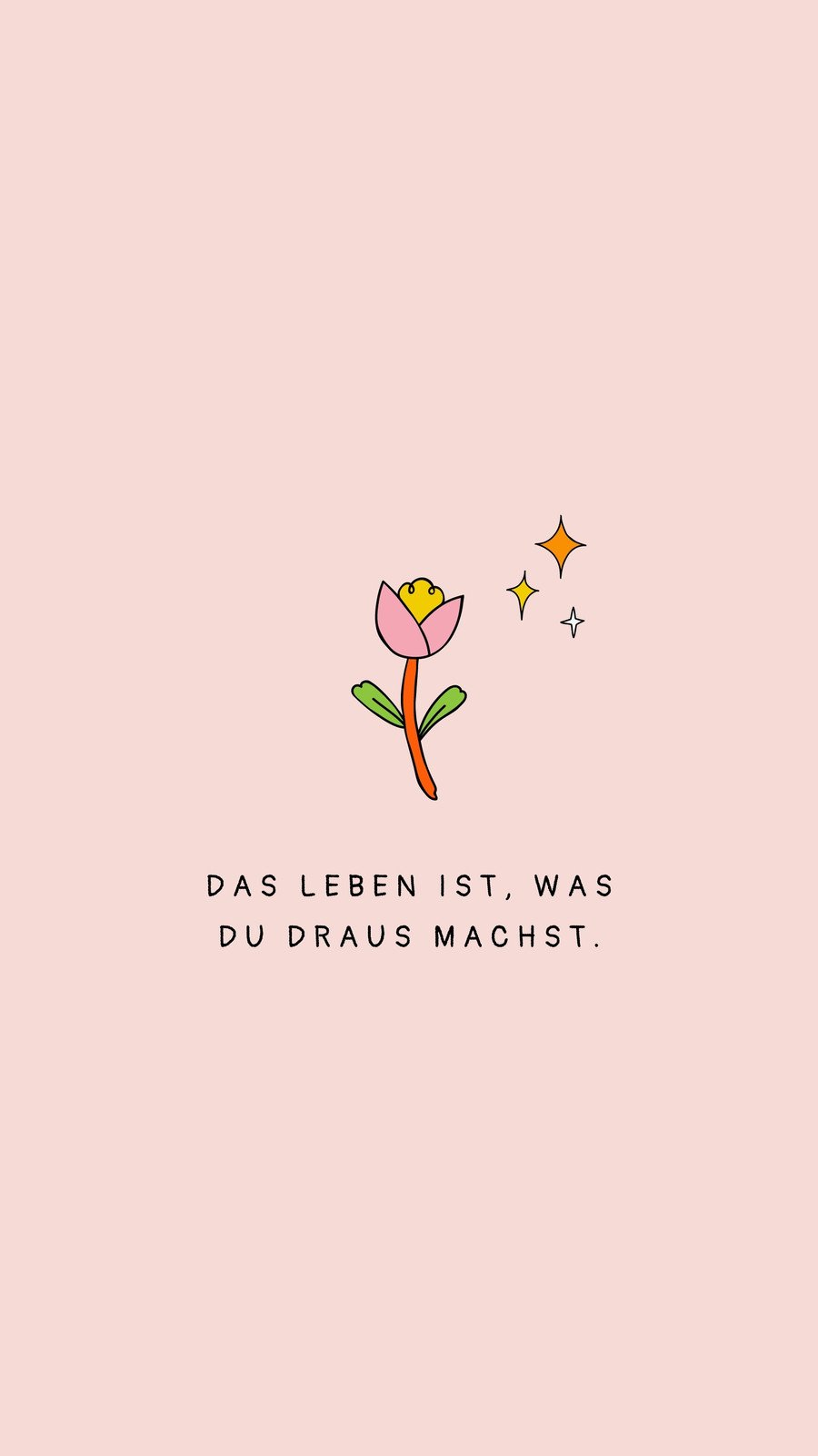 Das Leben ist, was du draus machst, Tulpe, Spruch, Pastellrosa, Minimalistisch, iPhone-Hintergrundbild