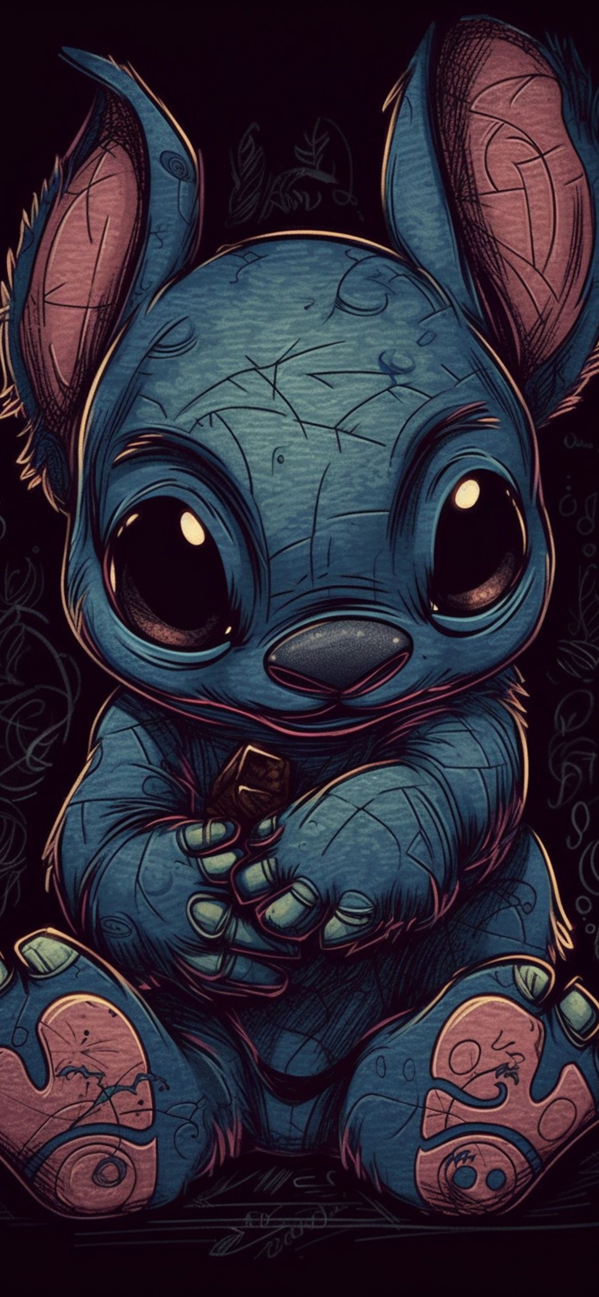 Stitch, Fan-Art, Dunkel, Realistisch, Disney, Full HD, Hintergrundbild fürs Handy