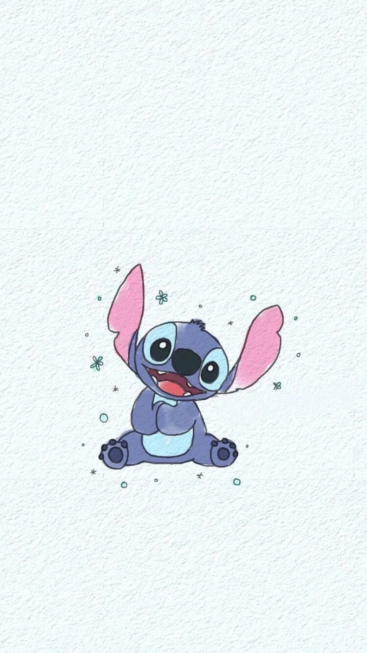 Stitch, Hellblau, Minimalismus, Niedlich, Sitzend, Hochformat, Hintergrundbild fürs Smartphone