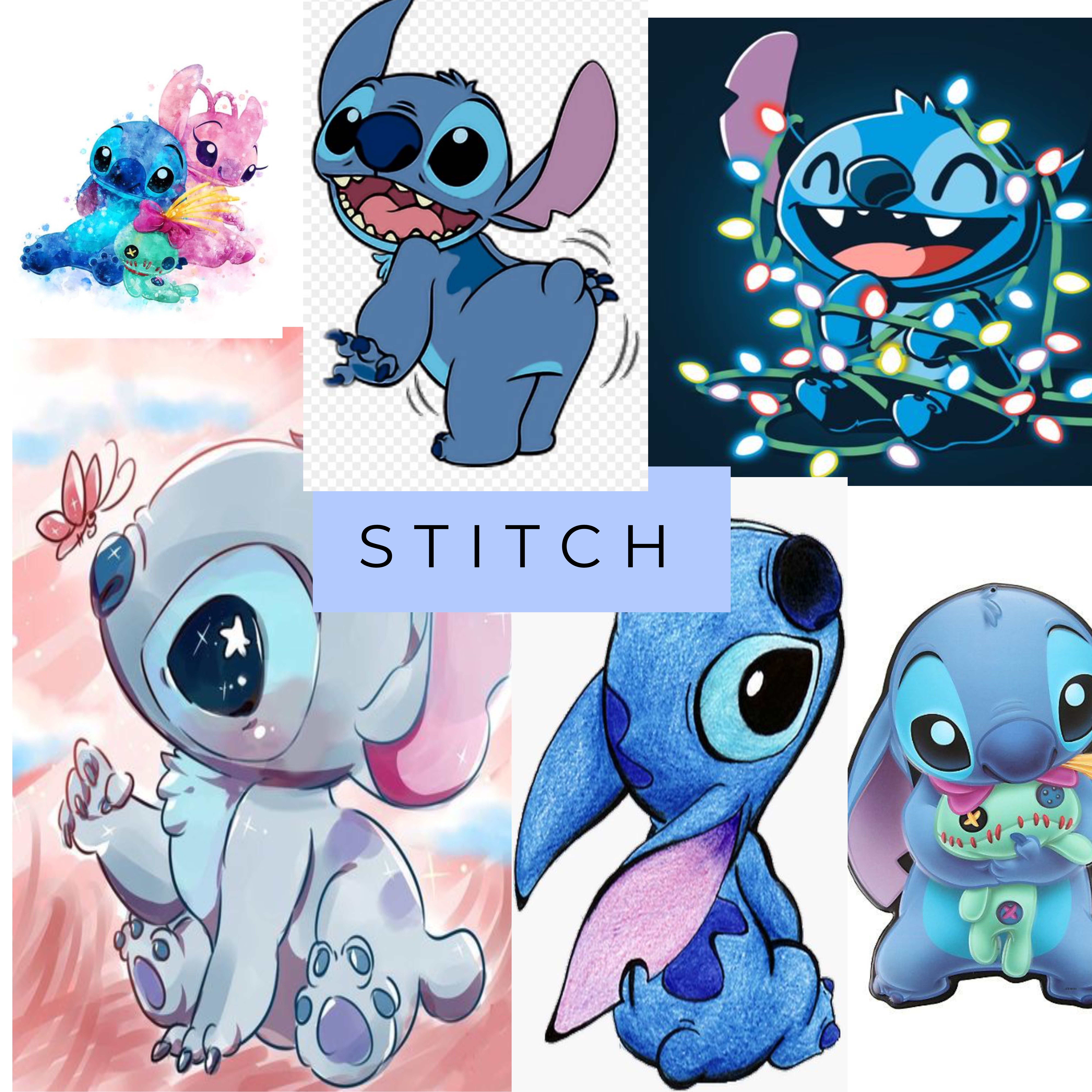 Stitch, Angel, Lilo & Stitch, Collage, Lichterkette, 8K, iPad-Hintergrundbild