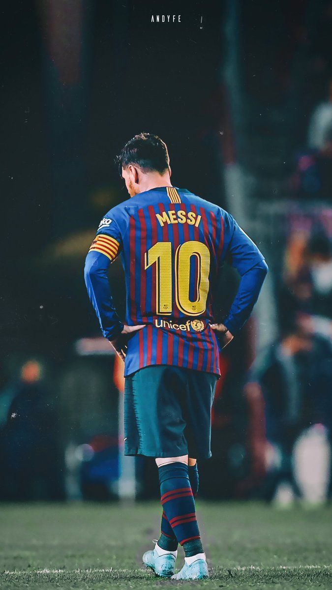 Lionel Messi, FC Barcelona, Rückennummer 10, Rückansicht, Stadion, Sperrbildschirm fürs iPhone