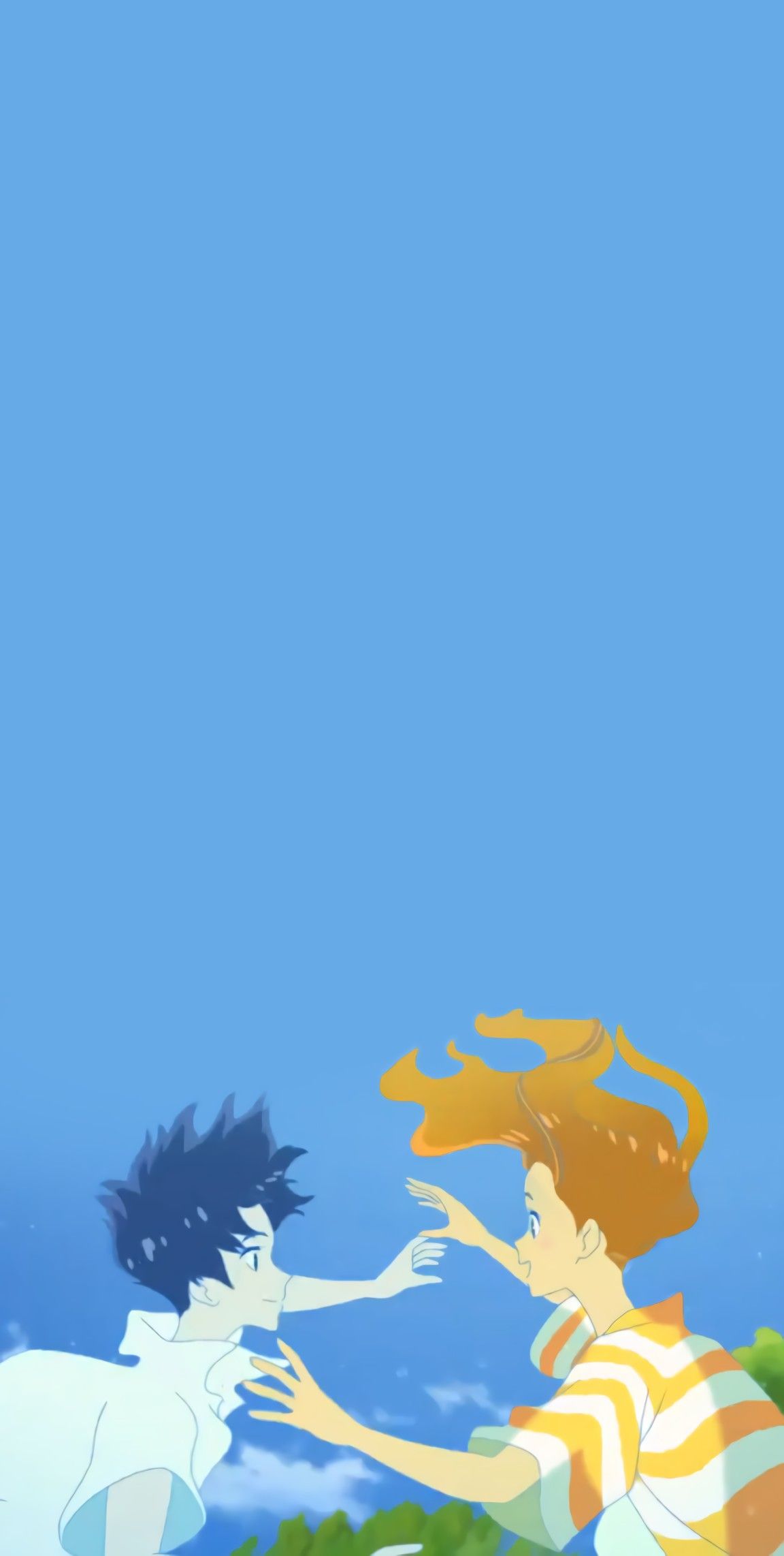 Hinako Mukaimizu, Minato Hinageshi, Ride Your Wave, Blauer Himmel, Minimalismus, Hochformat-Hintergrundbild