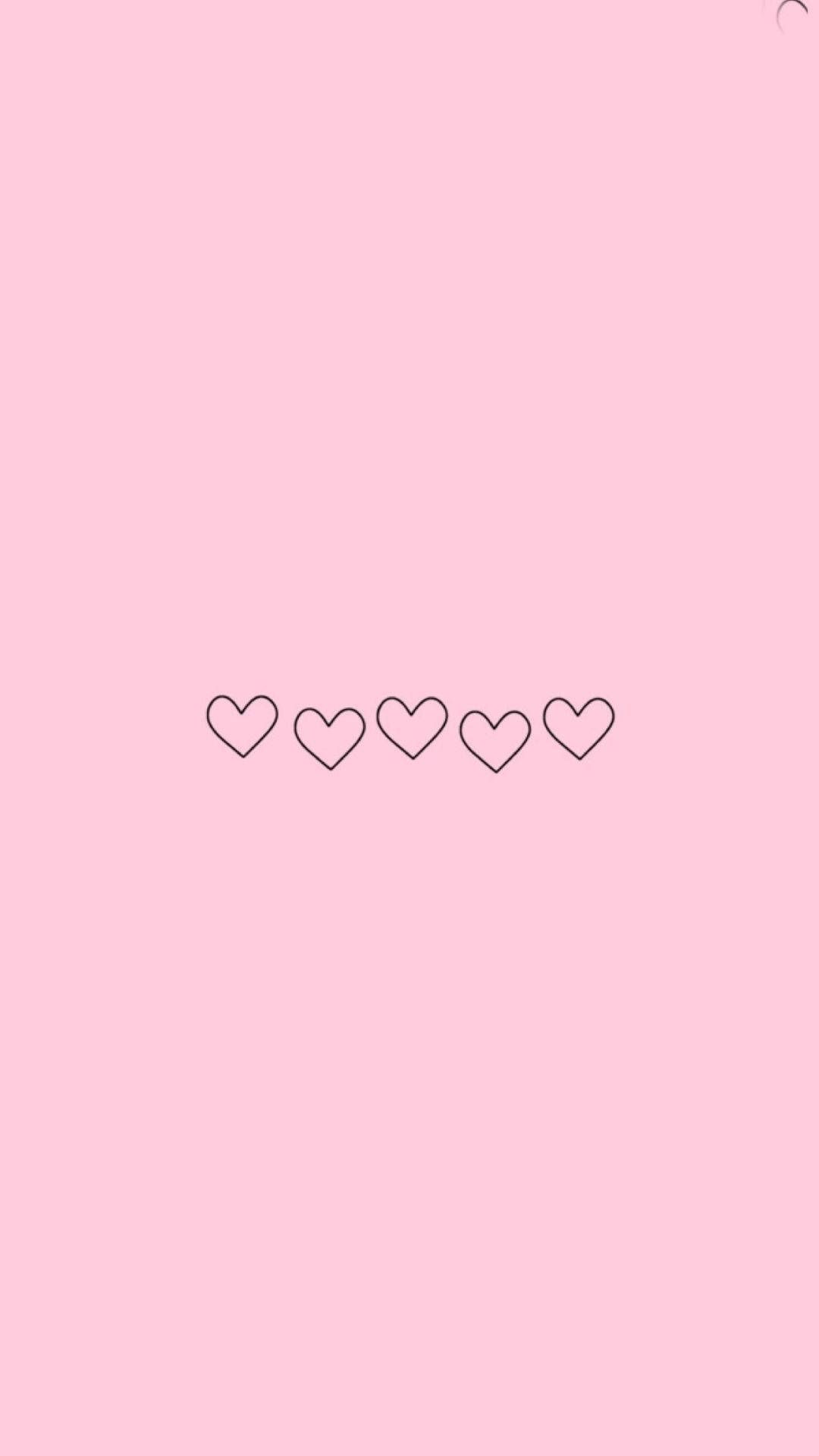 Herzen, Linienkunst, Rosa Hintergrund, Minimalistisch, Full HD, Sperrbildschirm fürs iPhone