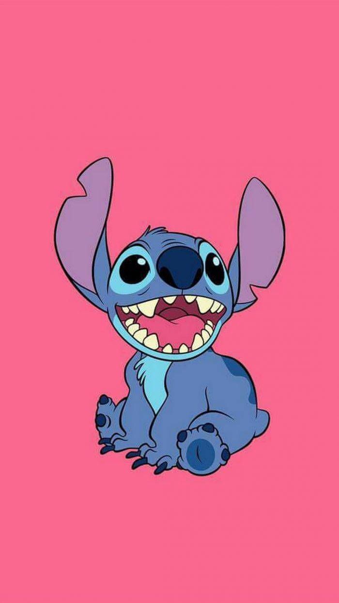 Stitch, Pinker Hintergrund, Lachen, Niedlich, Disney, Wallpaper