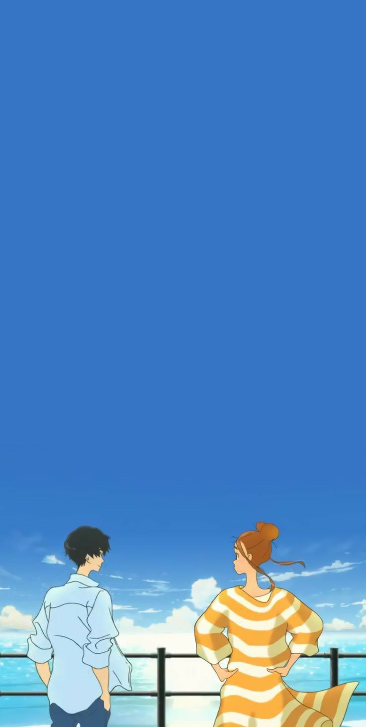 Minato Hinageshi, Hinako Mukaimizu, Ride Your Wave, Geländer, Blau, Sperrbildschirm fürs iPhone
