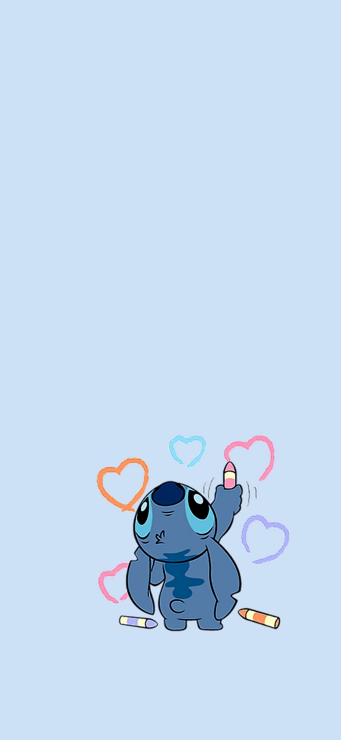 Stitch, Herzen, Hellblau, Pastell, Niedlich, Full HD, Sperrbildschirm fürs iPhone