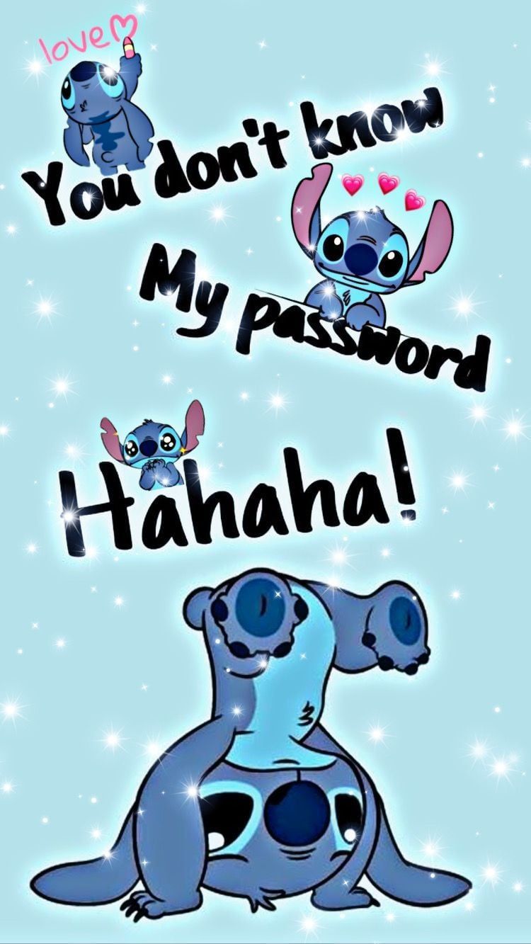 Stitch, You Don't Know My Password, Zitat, Sperrbildschirm, Hellblau, Hintergrundbild fürs Handy
