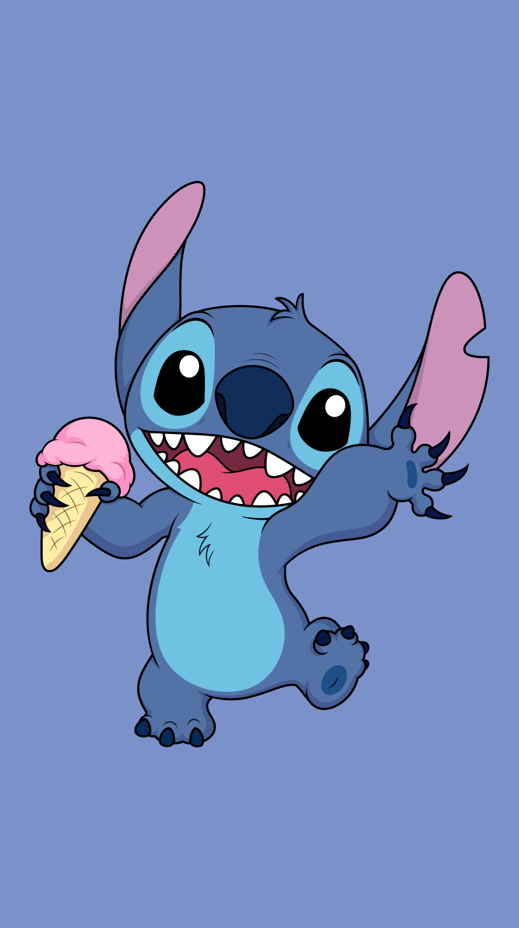 Stitch, Eiscreme, Lila-blau, Niedlich, Disney, HD, Handy-Hintergrund im Hochformat