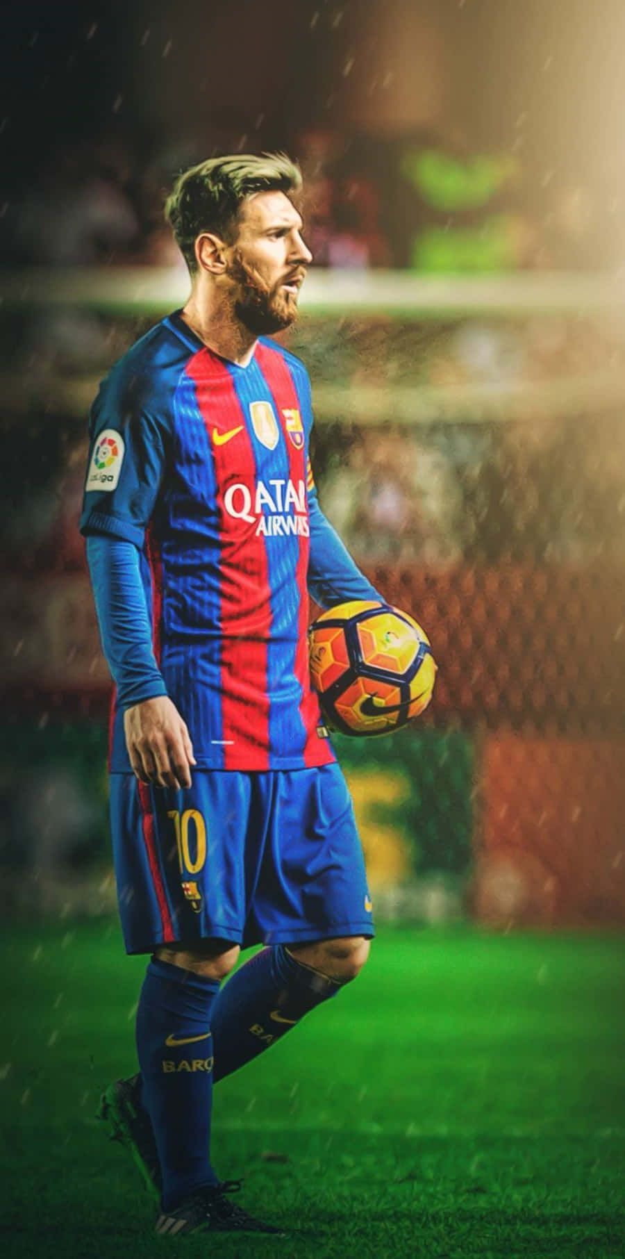 Lionel Messi, FC Barcelona, Fußball, Spielfeld, Grün, Hochformat, Hintergrundbild fürs Smartphone