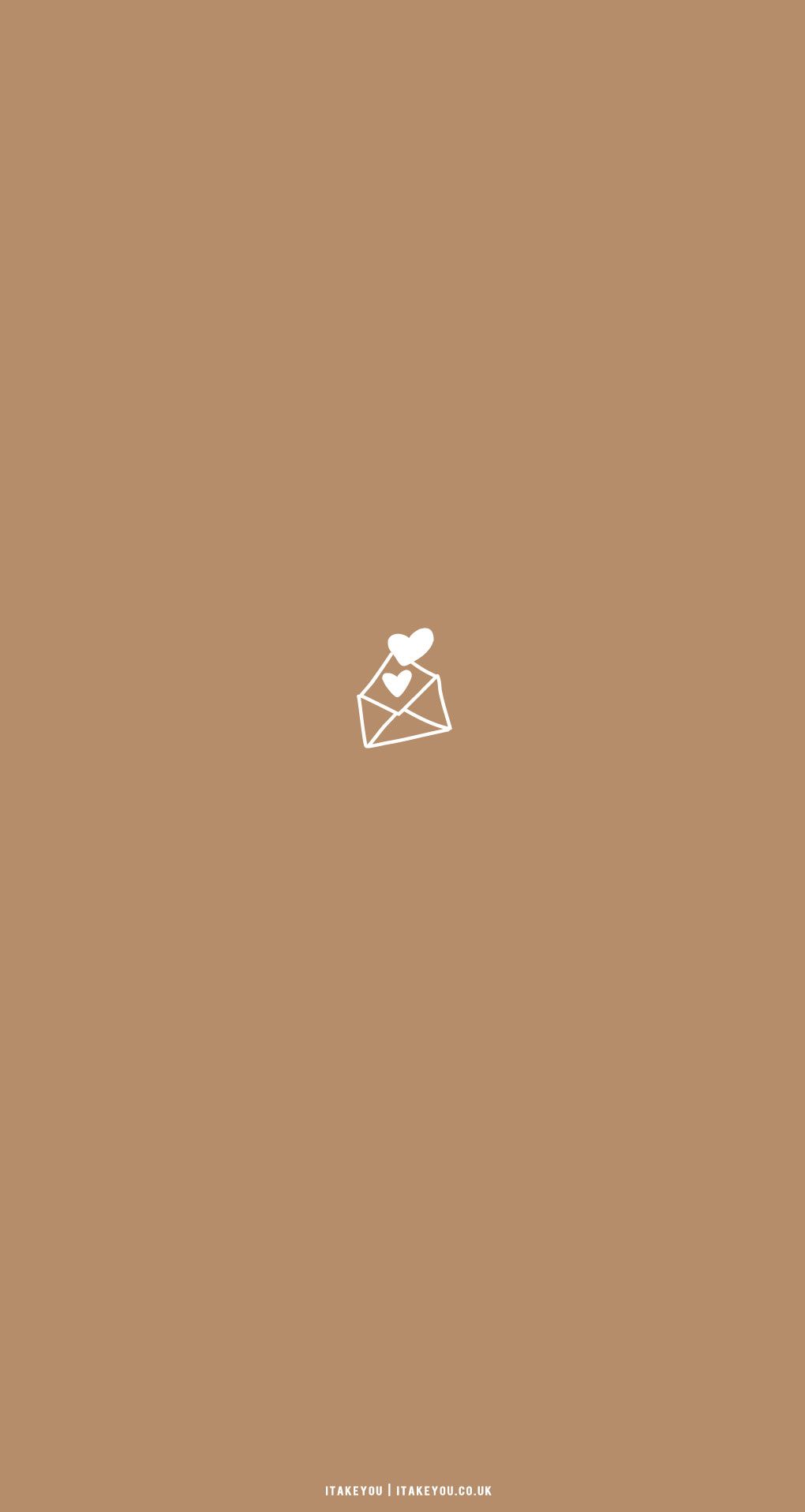 Liebesbrief, Briefumschlag, Herz, Braun, Minimalistisch, Hintergrundbild fürs Handy