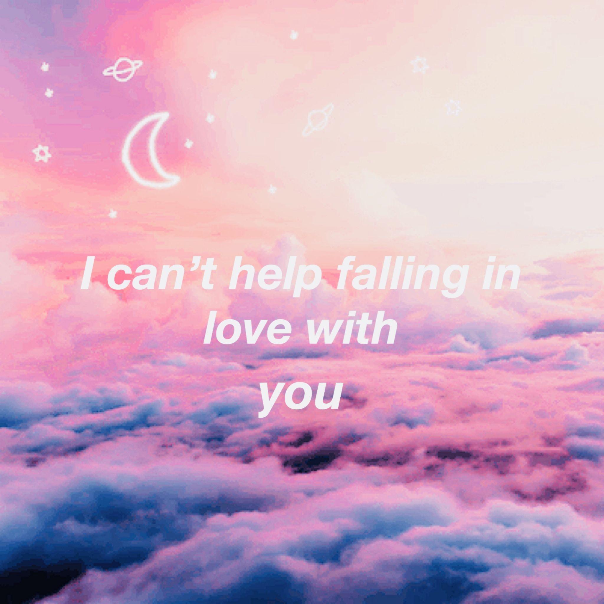 I can't help falling in love with you, Wolken, Mondsichel, Rosa, Blau, Traumhaft, Full-HD-Tablet-Hintergrundbild