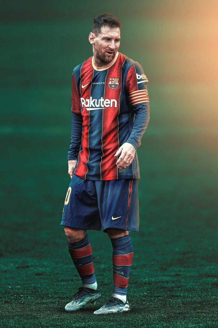 Lionel Messi, FC Barcelona, Fußballplatz, Grün, Gegenlicht, HD, iPhone-Hintergrundbild