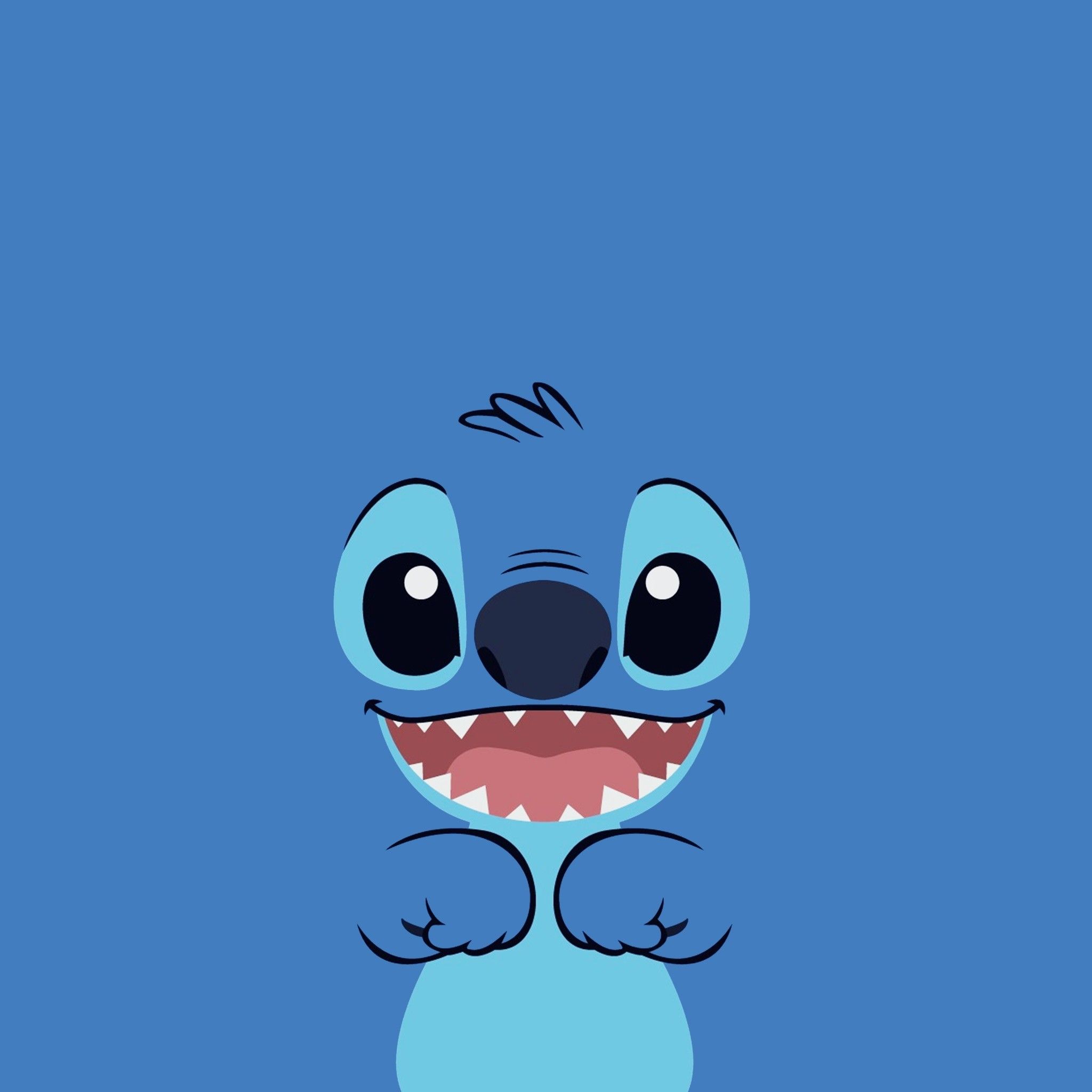 Stitch, Nahaufnahme, Blauer Hintergrund, Grinsen, Lilo & Stitch, Full HD Wallpaper