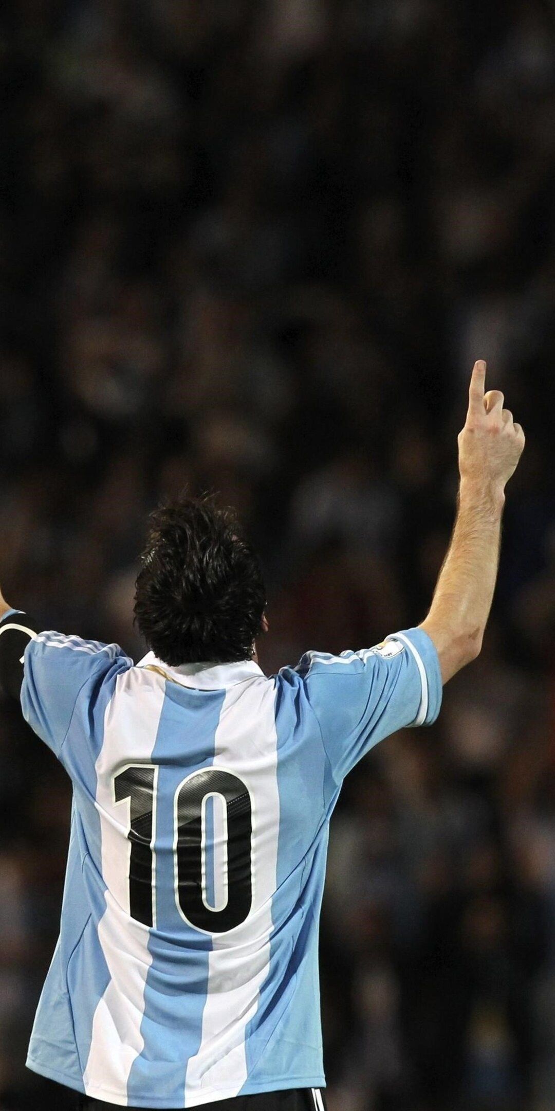 Lionel Messi, Argentinische Nationalmannschaft, Rückennummer 10, Torjubel, Rückansicht, Smartphone-Hintergrund