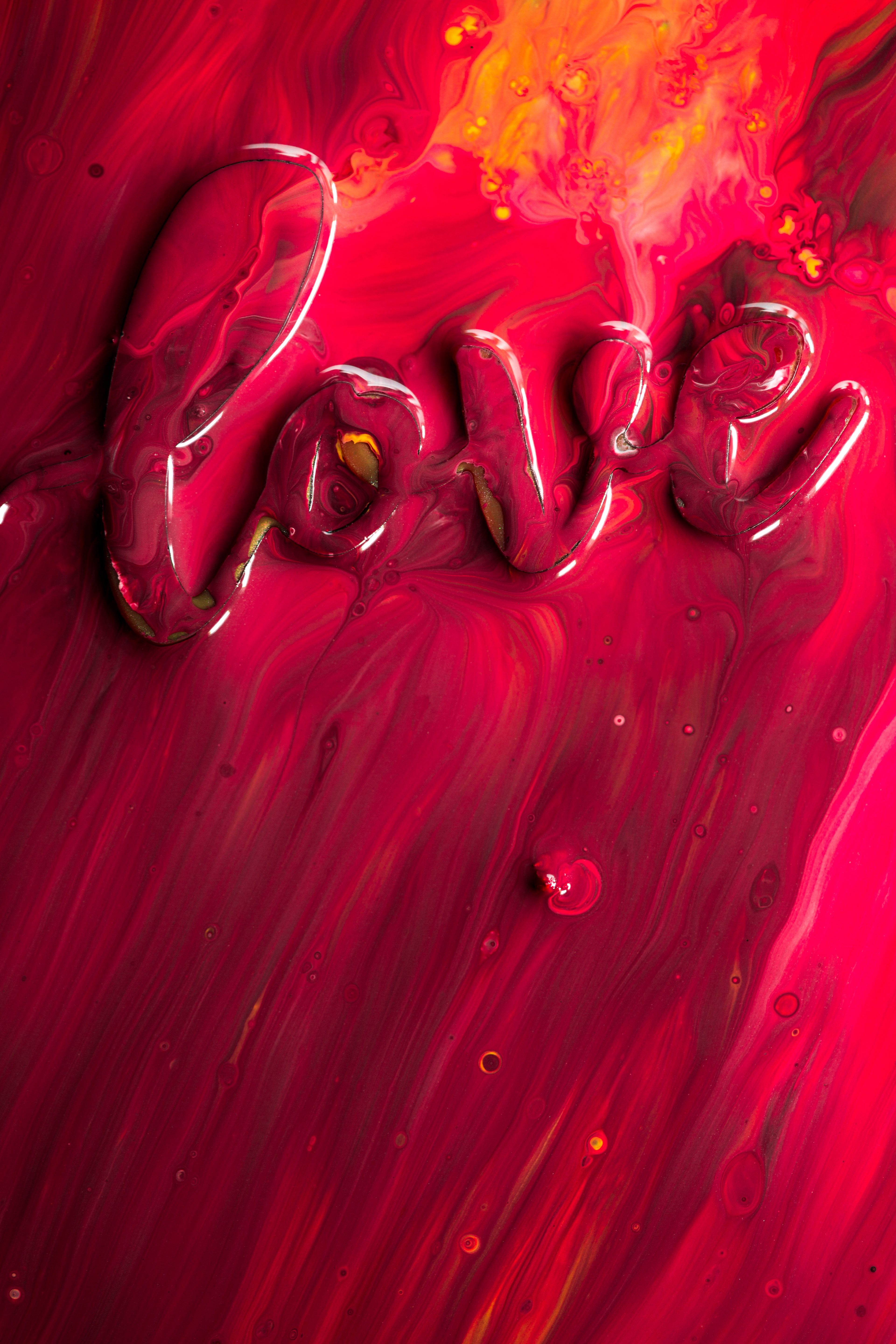 Love, Schriftzug, Rot, Farbe, Kunst, Typografie, QHD+, Sperrbildschirm fürs iPhone