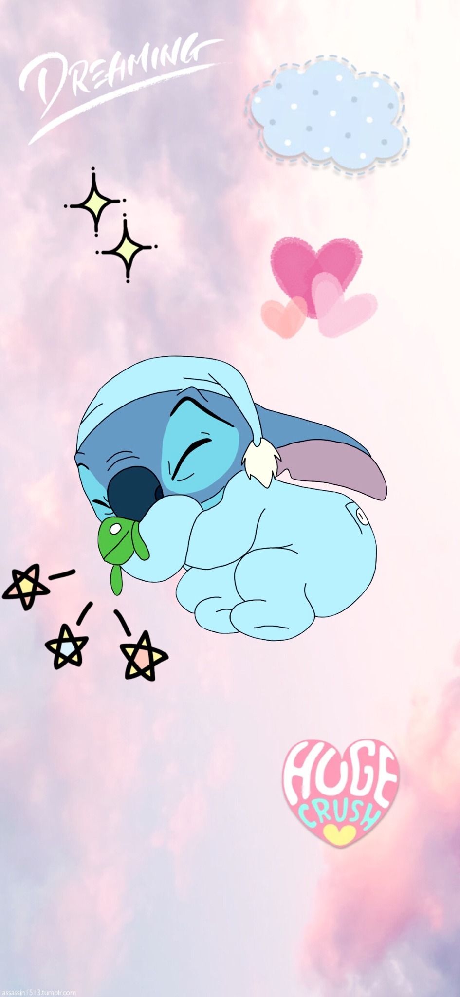 Stitch, Sticker, Herzen, Pastell, Ästhetik, HD, Sperrbildschirm fürs iPhone