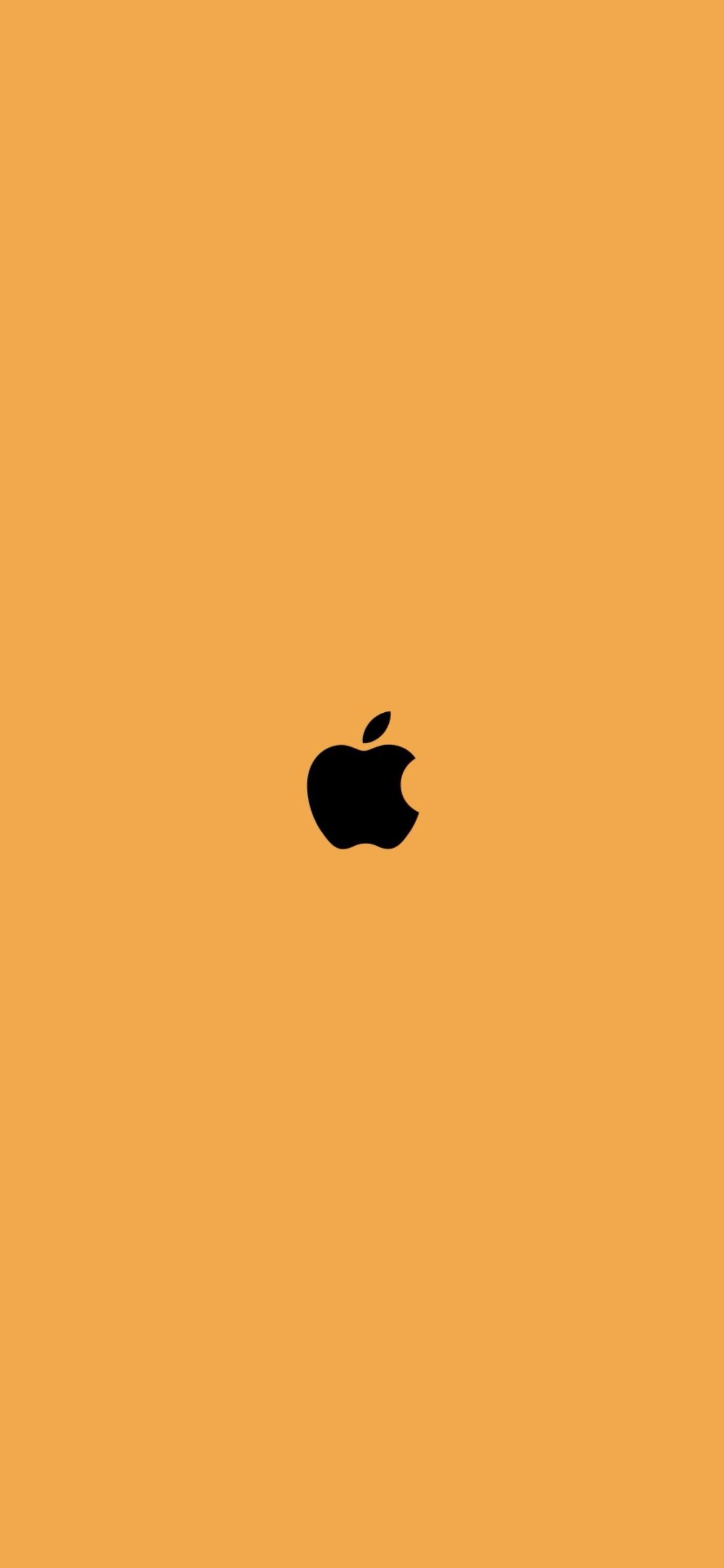 Apple-Logo, Orange, Minimalistisch, Full HD, Sperrbildschirm fürs iPhone