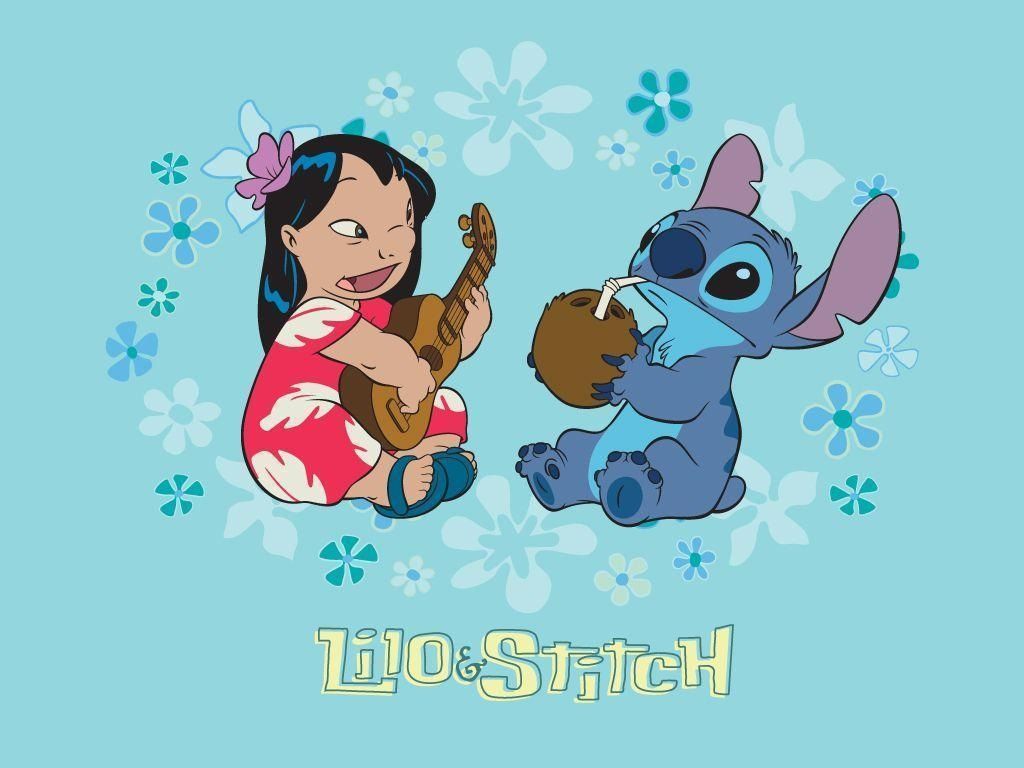 Lilo, Stitch, Lilo & Stitch, Ukulele, Kokosnuss, Blumen, Hintergrundbild fürs Tablet
