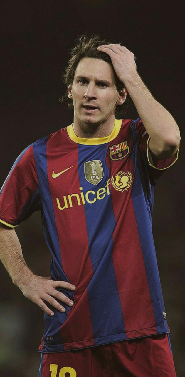 Lionel Messi, FC Barcelona, Unicef-Trikot, Porträt, Hochformat, Hintergrundbild fürs Smartphone