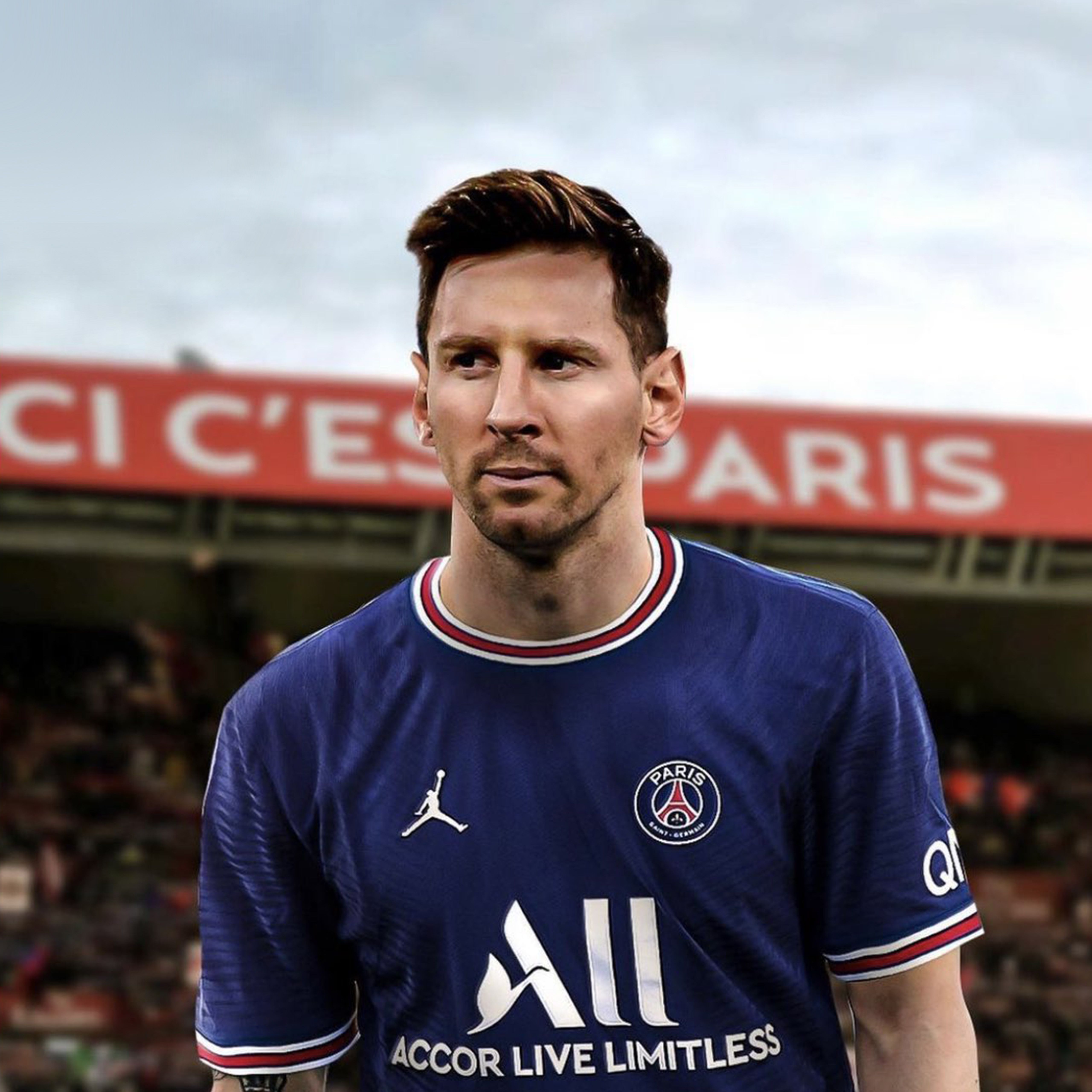 Lionel Messi, Paris Saint-Germain, Porträt, Stadion, 5K, Hintergrundbild fürs Tablet