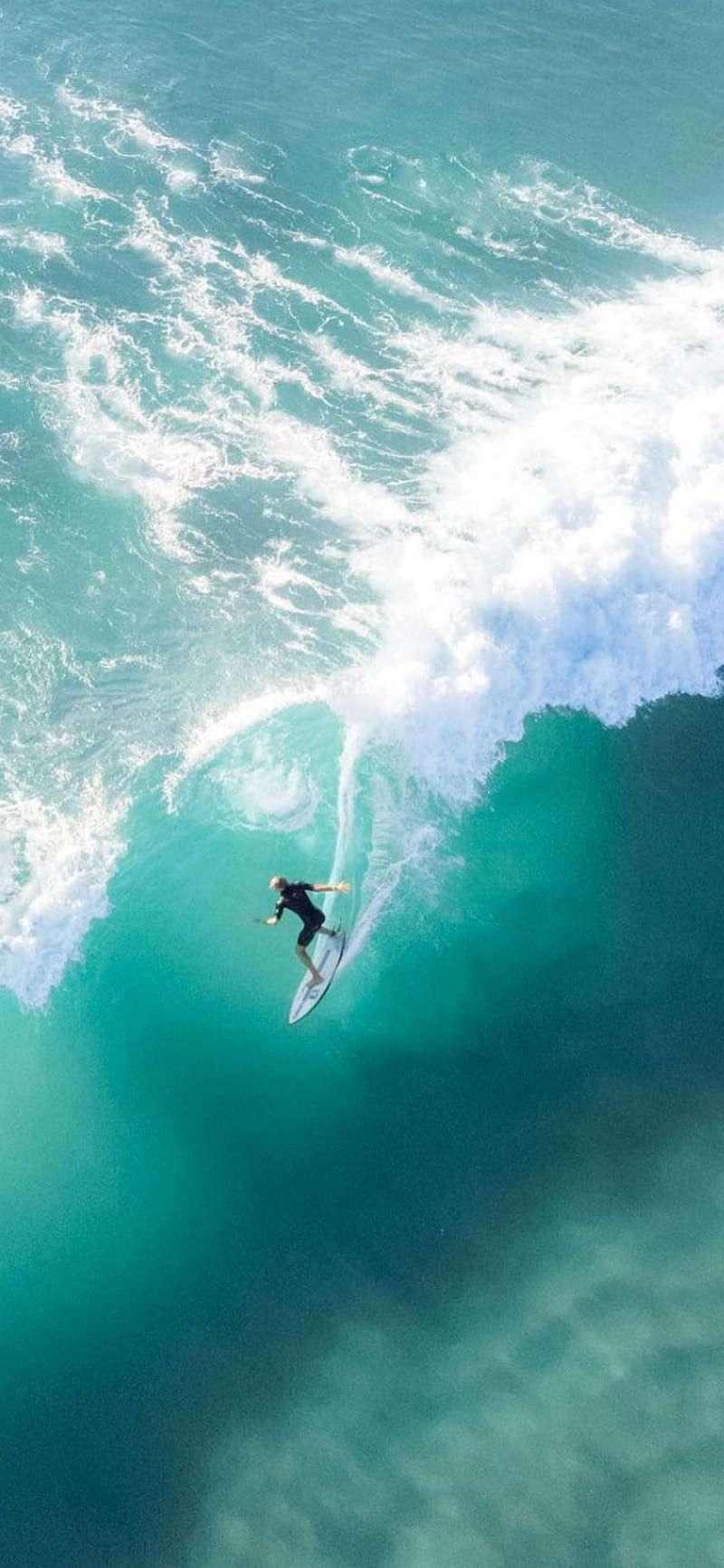 Surfer, Luftaufnahme, Welle, Türkis, HD, Sperrbildschirm fürs iPhone