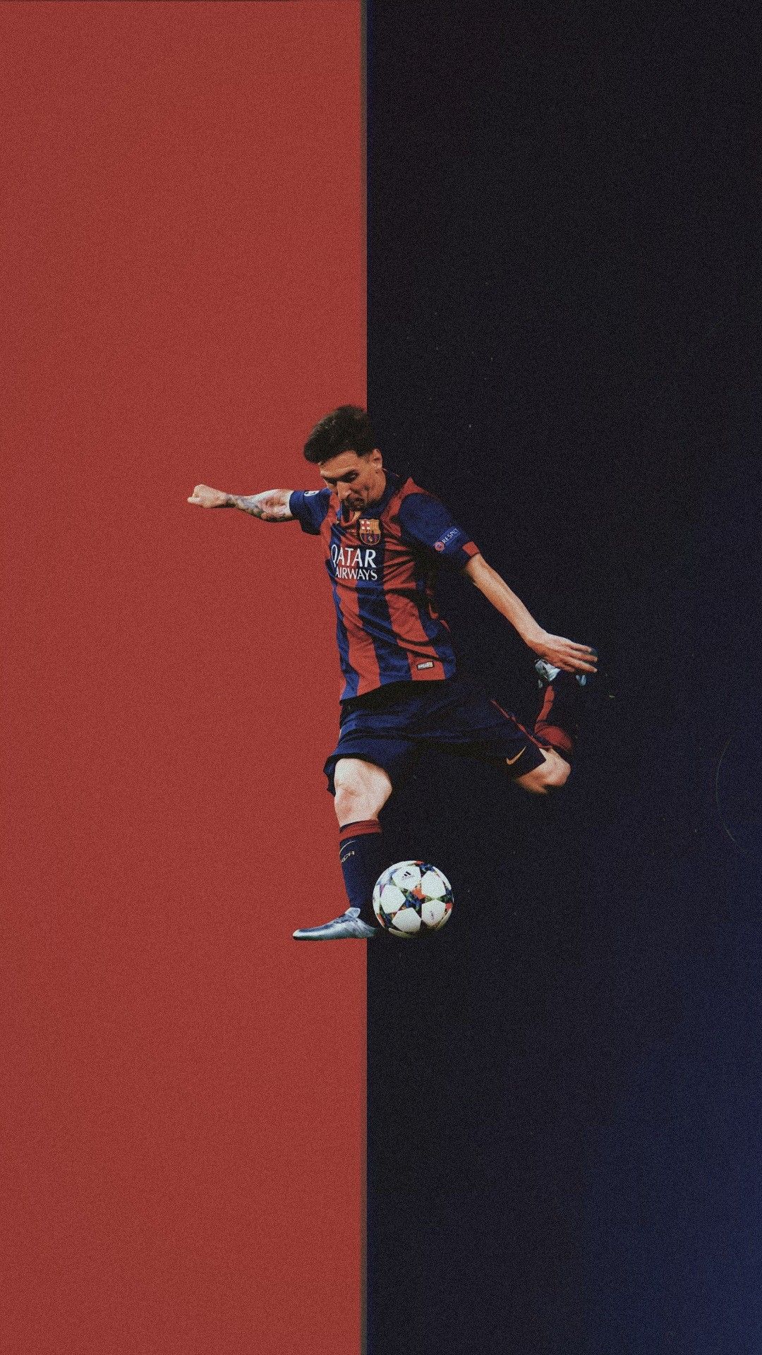 Lionel Messi, FC Barcelona, Ballannahme, Zweifarbiger Hintergrund, Minimalistisch, Sperrbildschirm