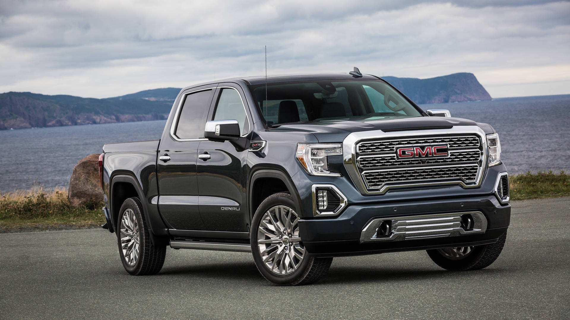 GMC Sierra Denali, GMC, Pick-up, Küste, Grau, 16:9, Full-HD-Hintergrundbild für den Desktop
